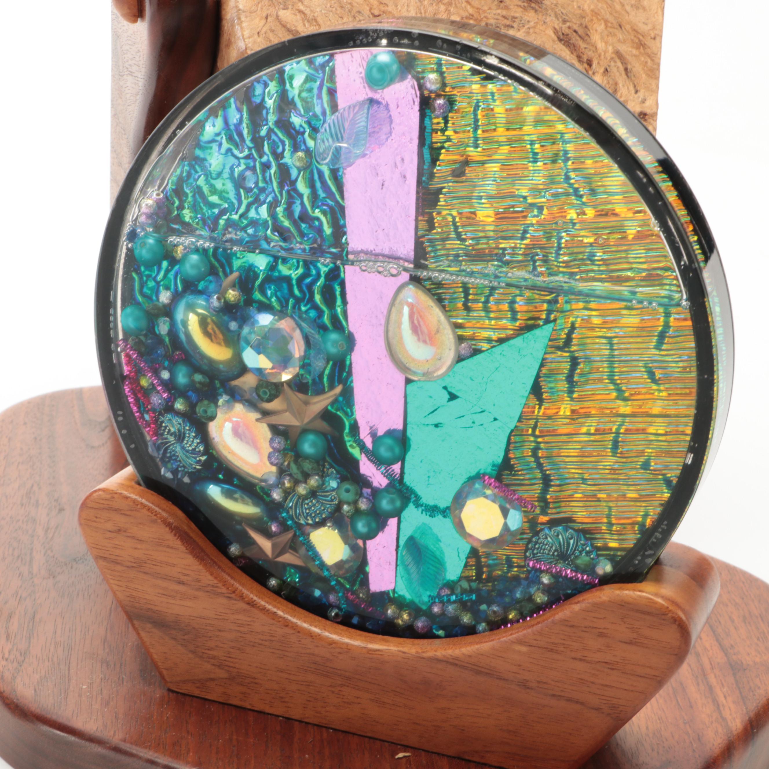 Handmade Burl Wood Kaleidoscope on Stand