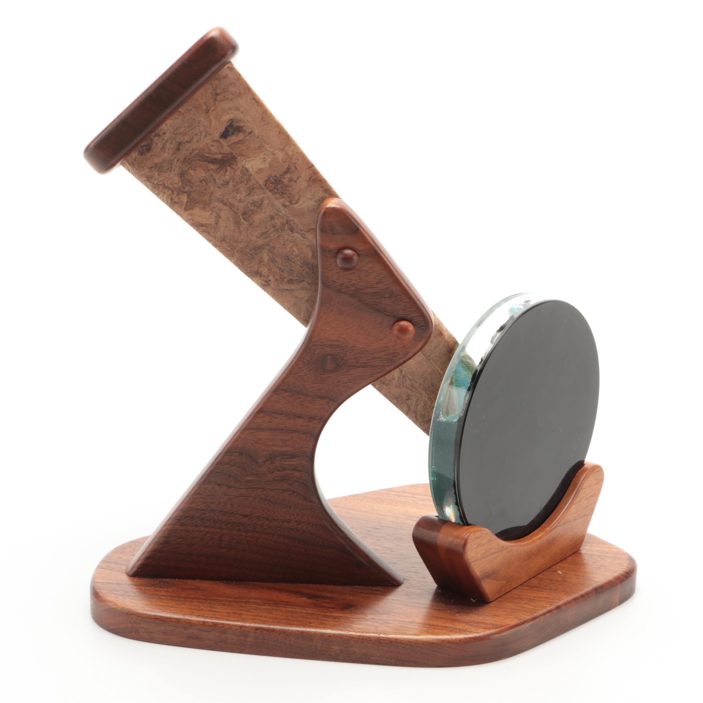 Handmade Burl Wood Kaleidoscope on Stand