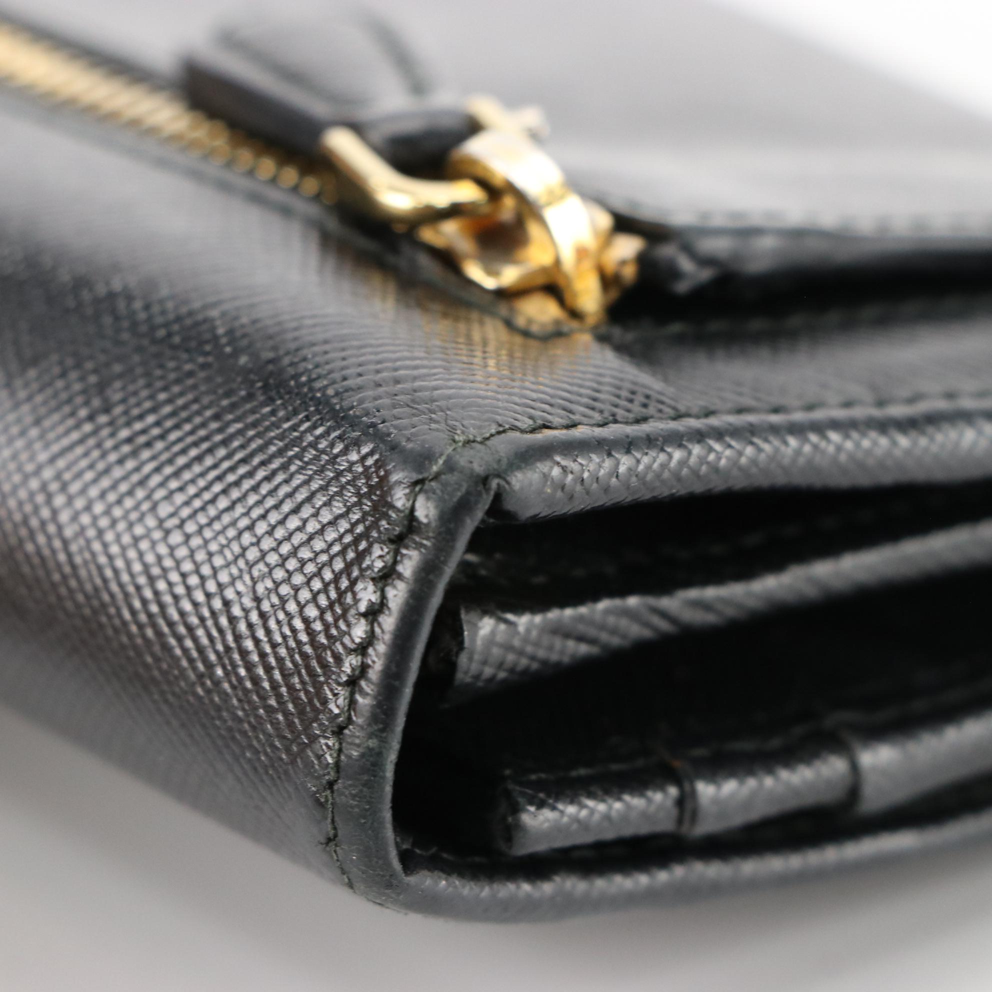 Prada Bow Wallet in Black Saffiano Leather