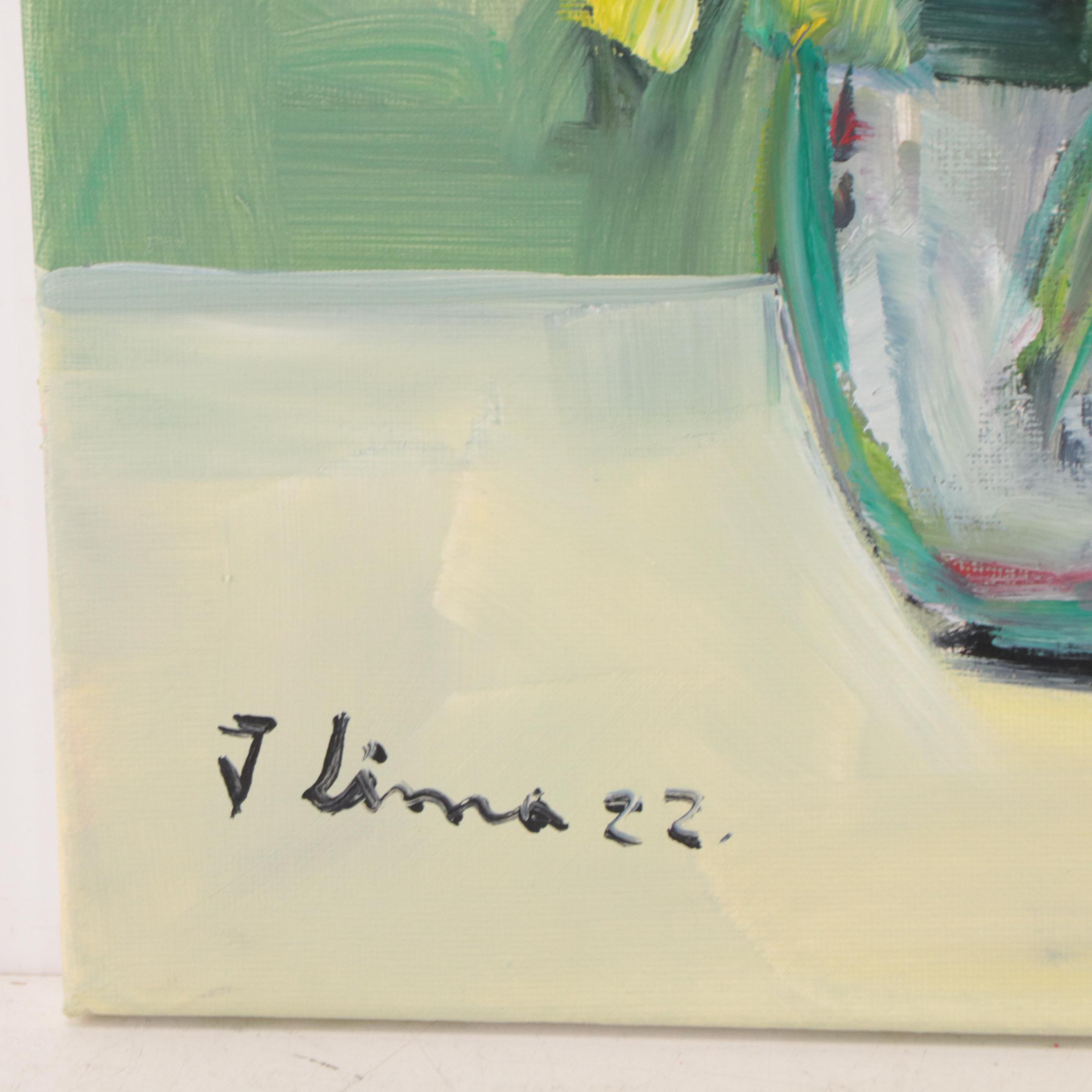 José M. Lima Oil Painting of Floral Still Life, 2022