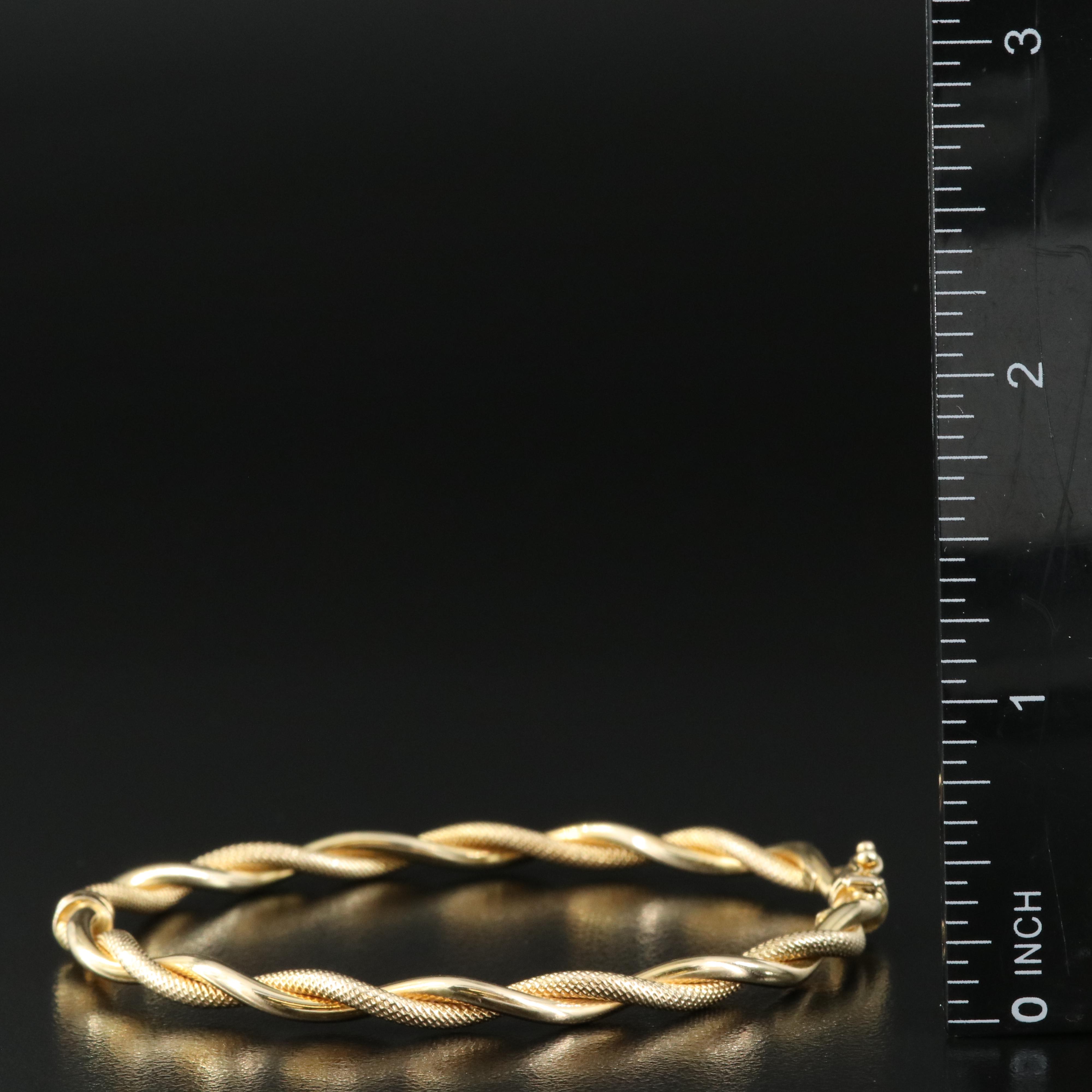 14K Twist Hinged Bangle