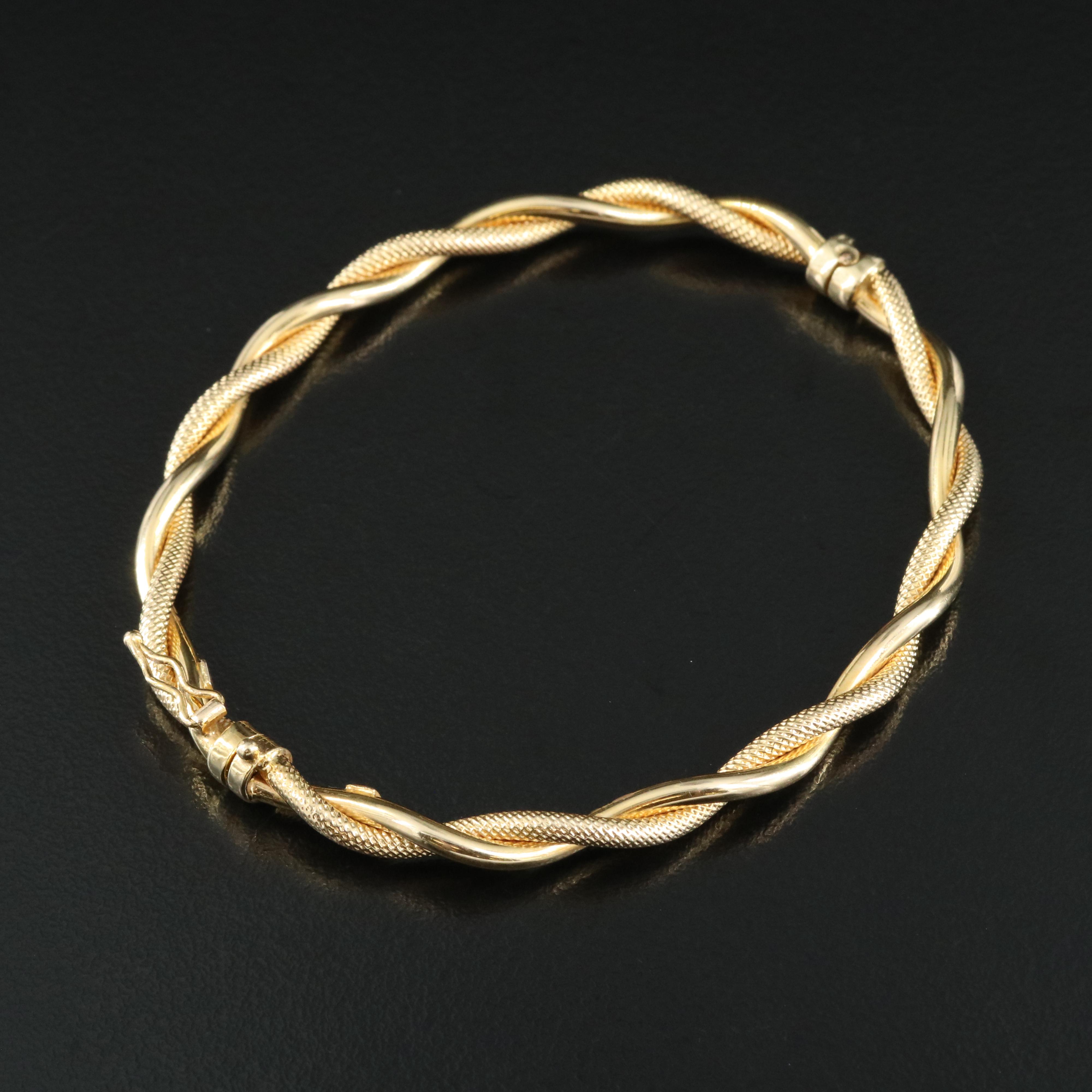 14K Twist Hinged Bangle