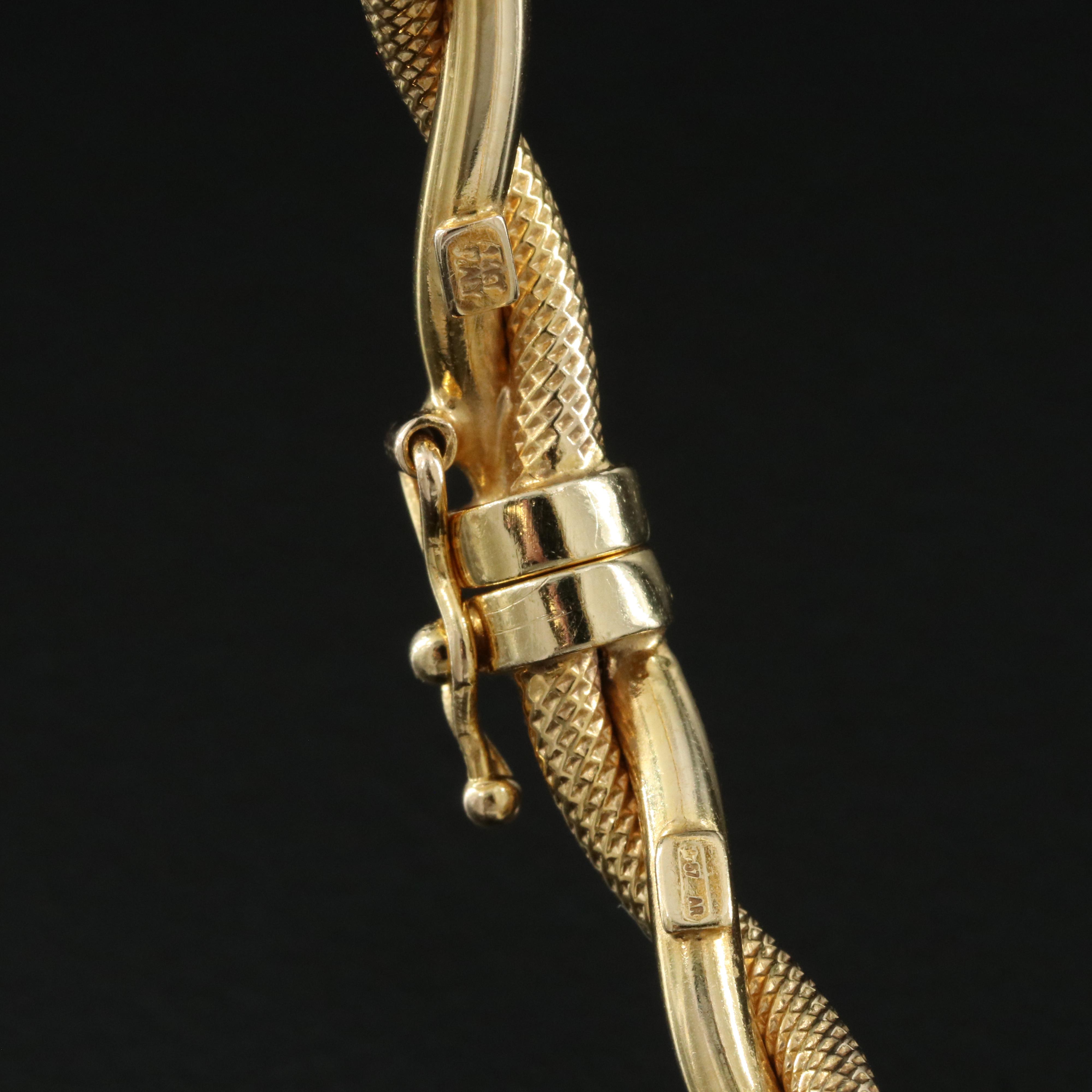 14K Twist Hinged Bangle