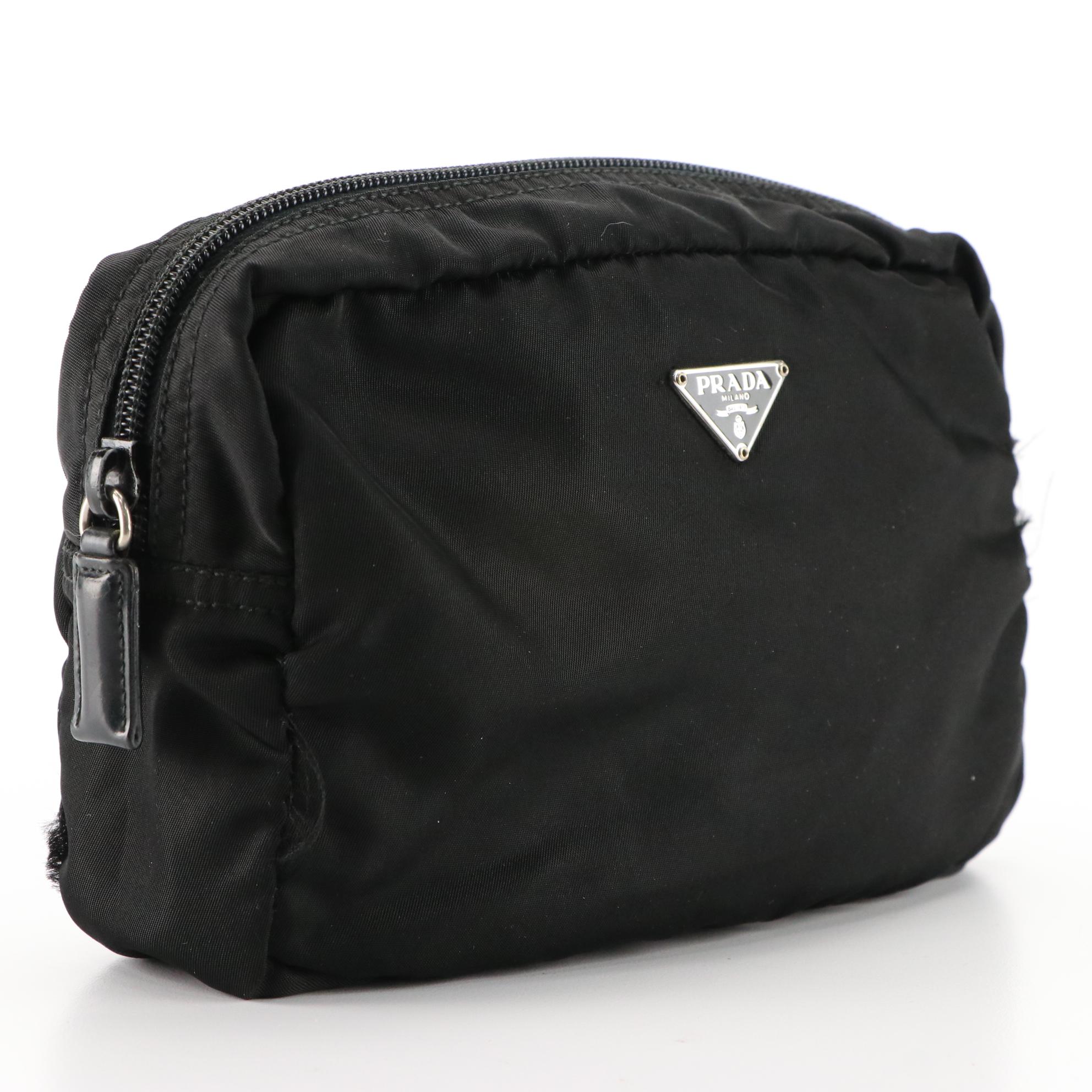 Prada Accessory Pouch in Nylon with Leather Trim