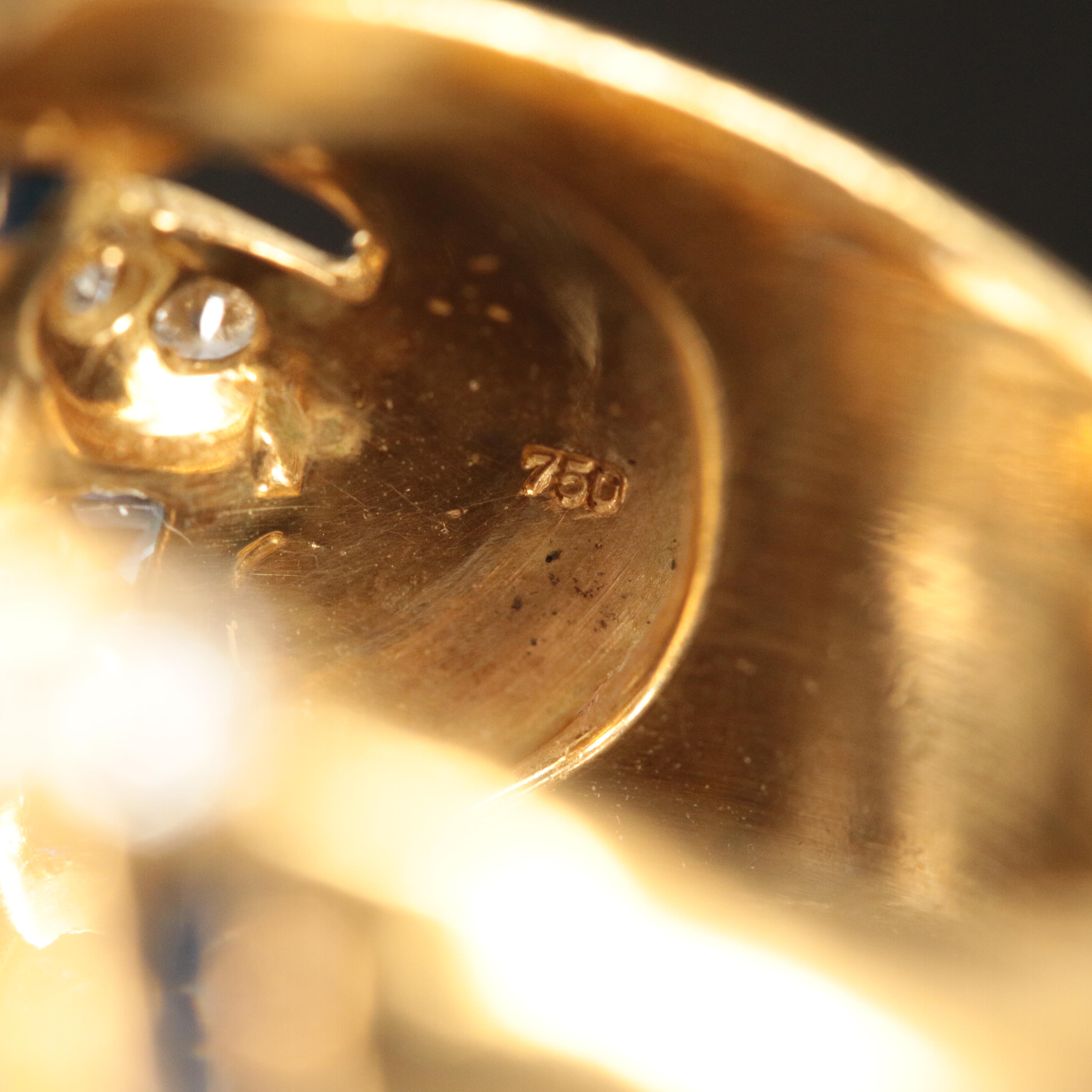 18K Diamond and Sapphire Basketweave Ring