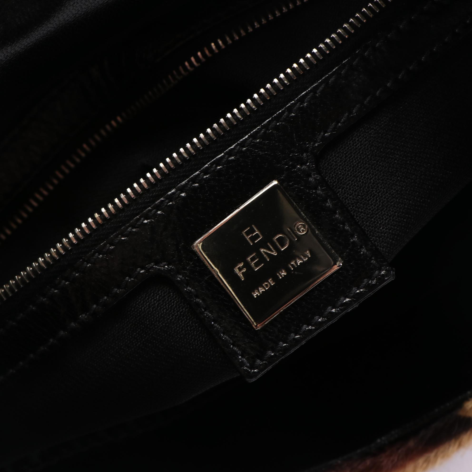 Fendi Shoulder Bag in Leopard Print Calf Hair with Leather Trim