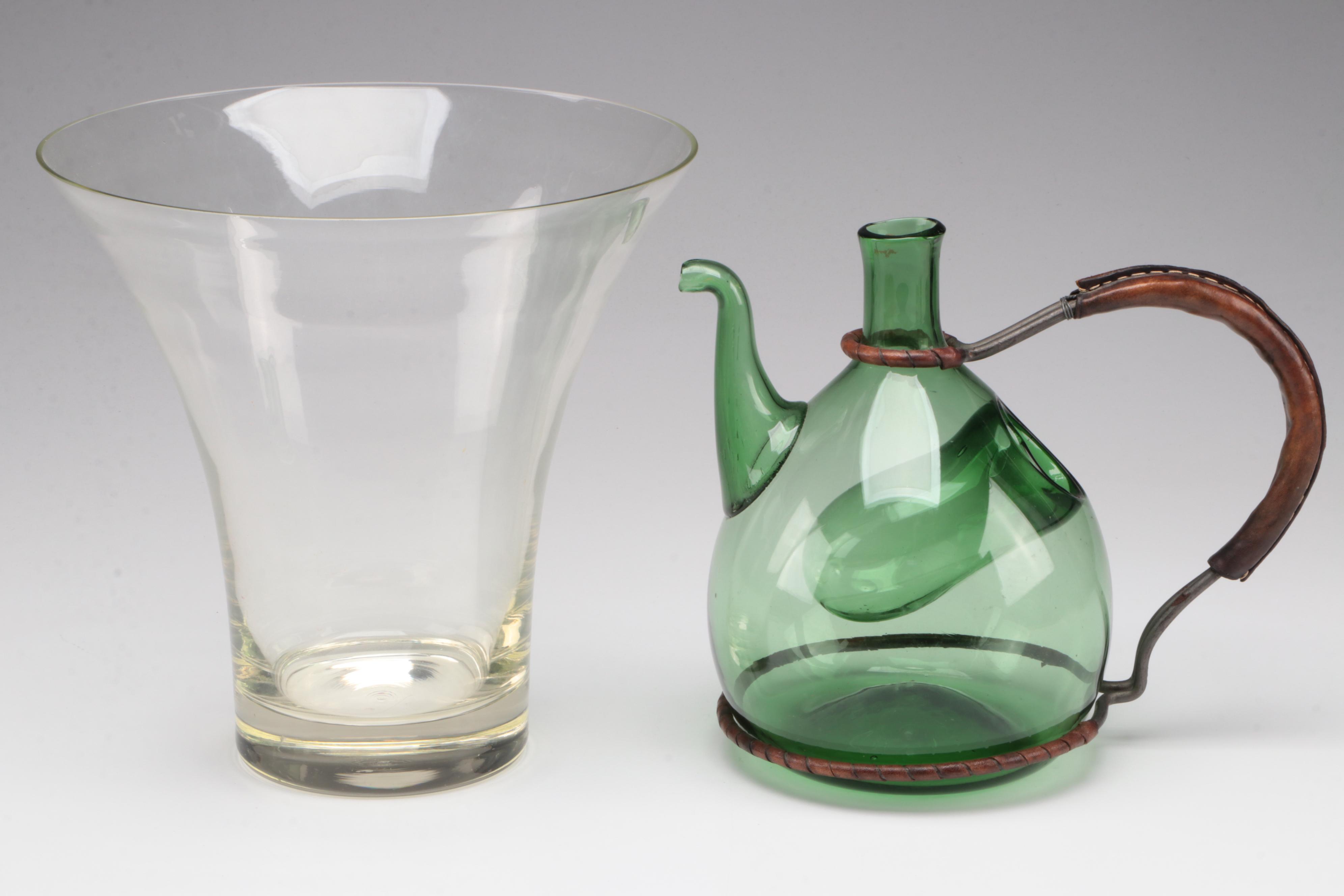 Italian Blown Glass Decanter with Ice Chamber, Other Table Accessories