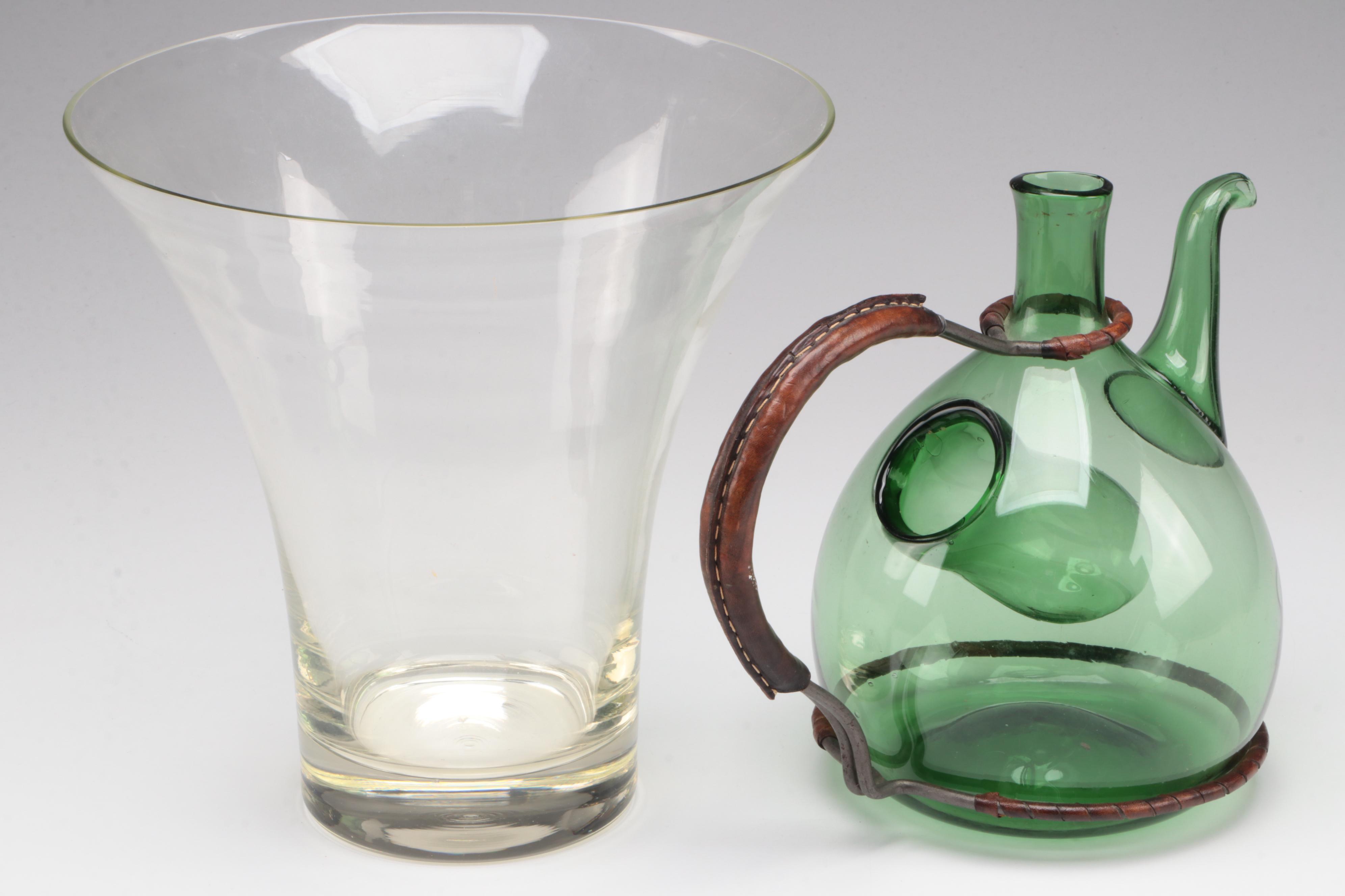 Italian Blown Glass Decanter with Ice Chamber, Other Table Accessories