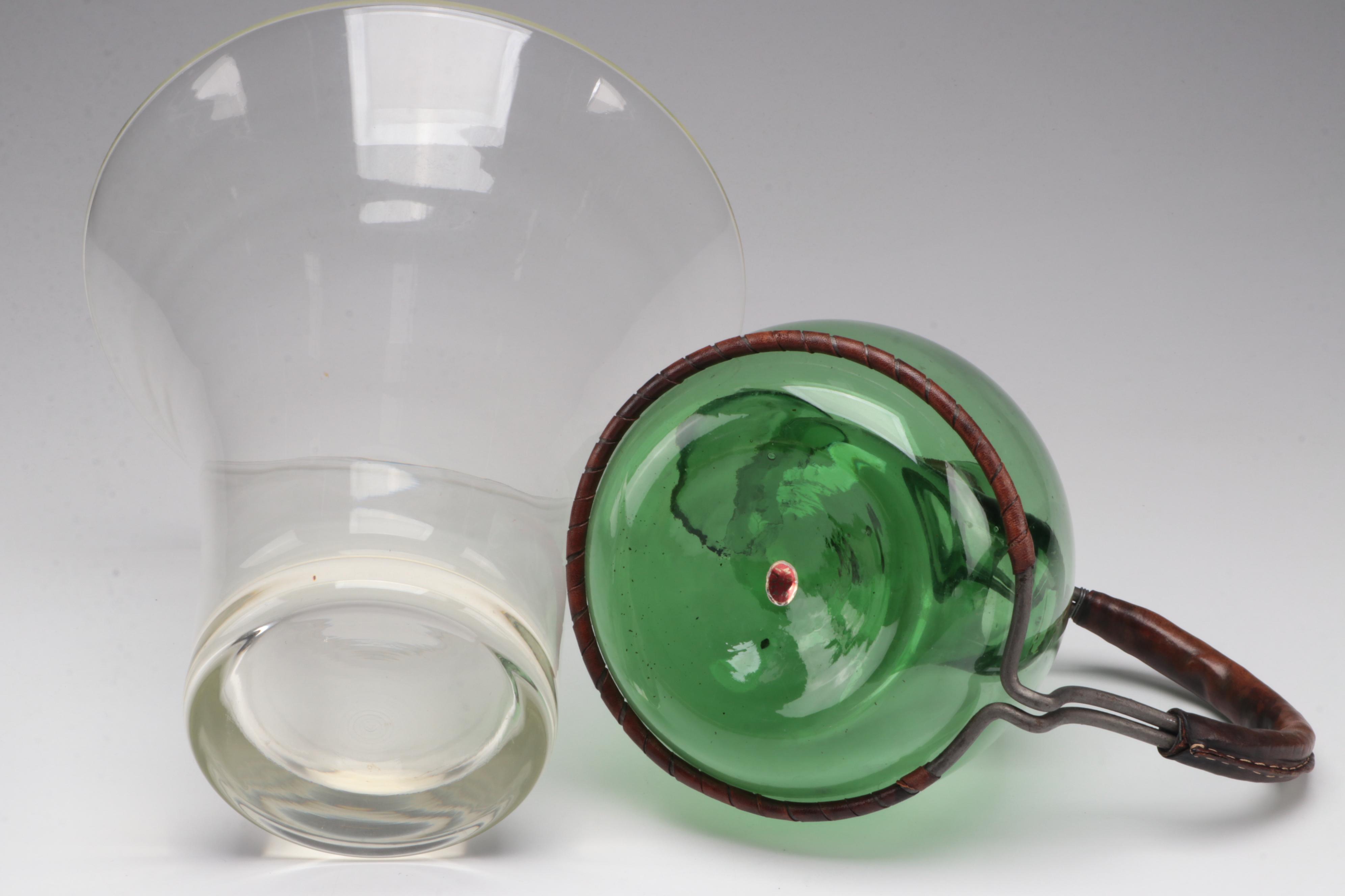 Italian Blown Glass Decanter with Ice Chamber, Other Table Accessories