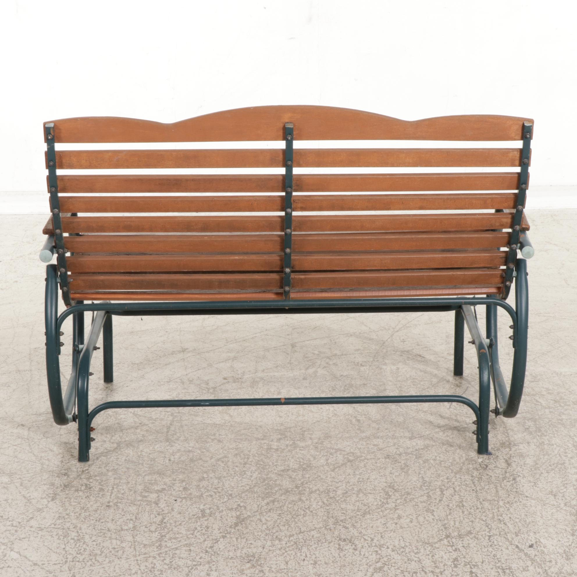 Metal and Wood Slat Patio Glider