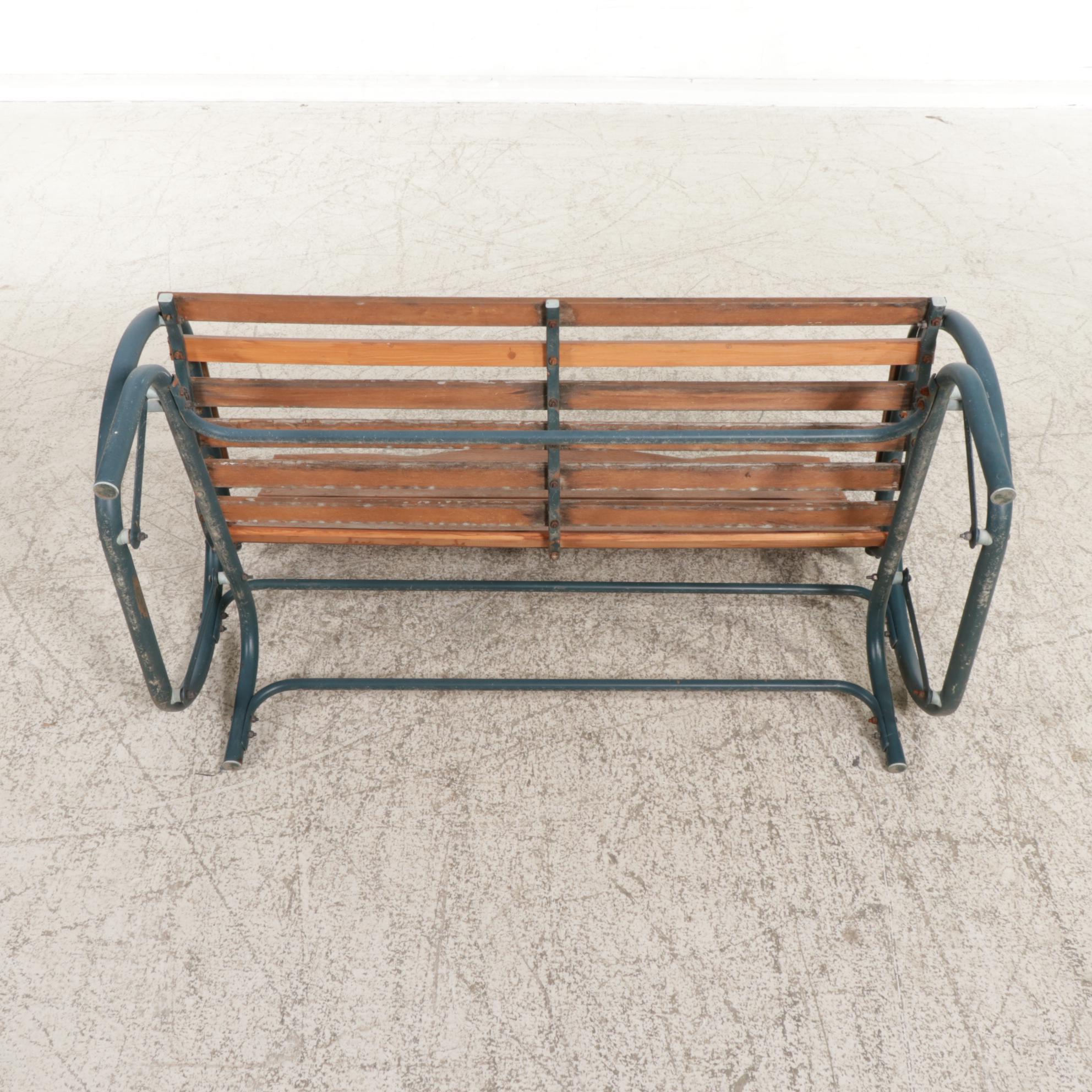 Metal and Wood Slat Patio Glider