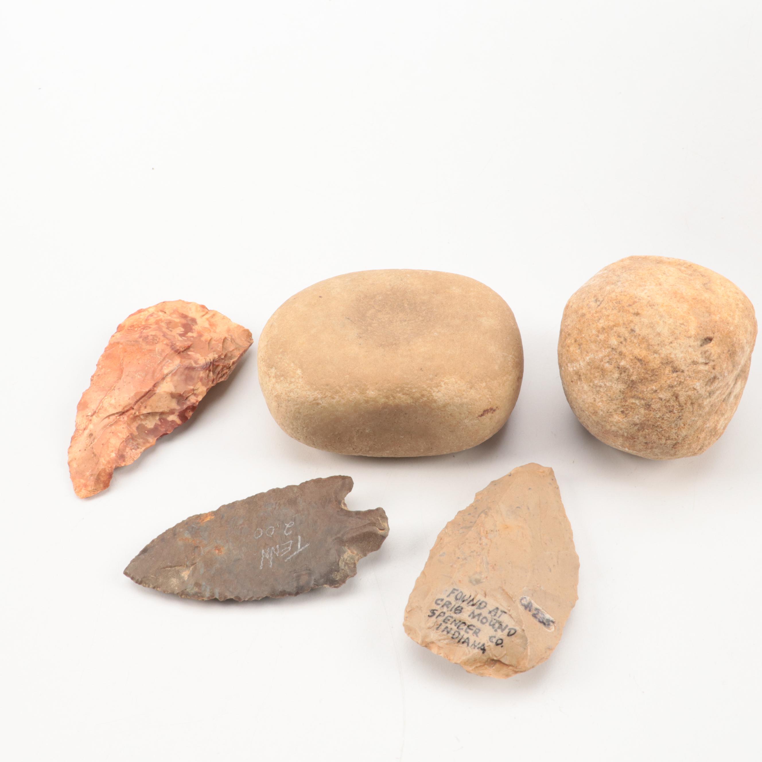 Chert, Flint with Other Points, Grinding Stones, Pottery Disks and More
