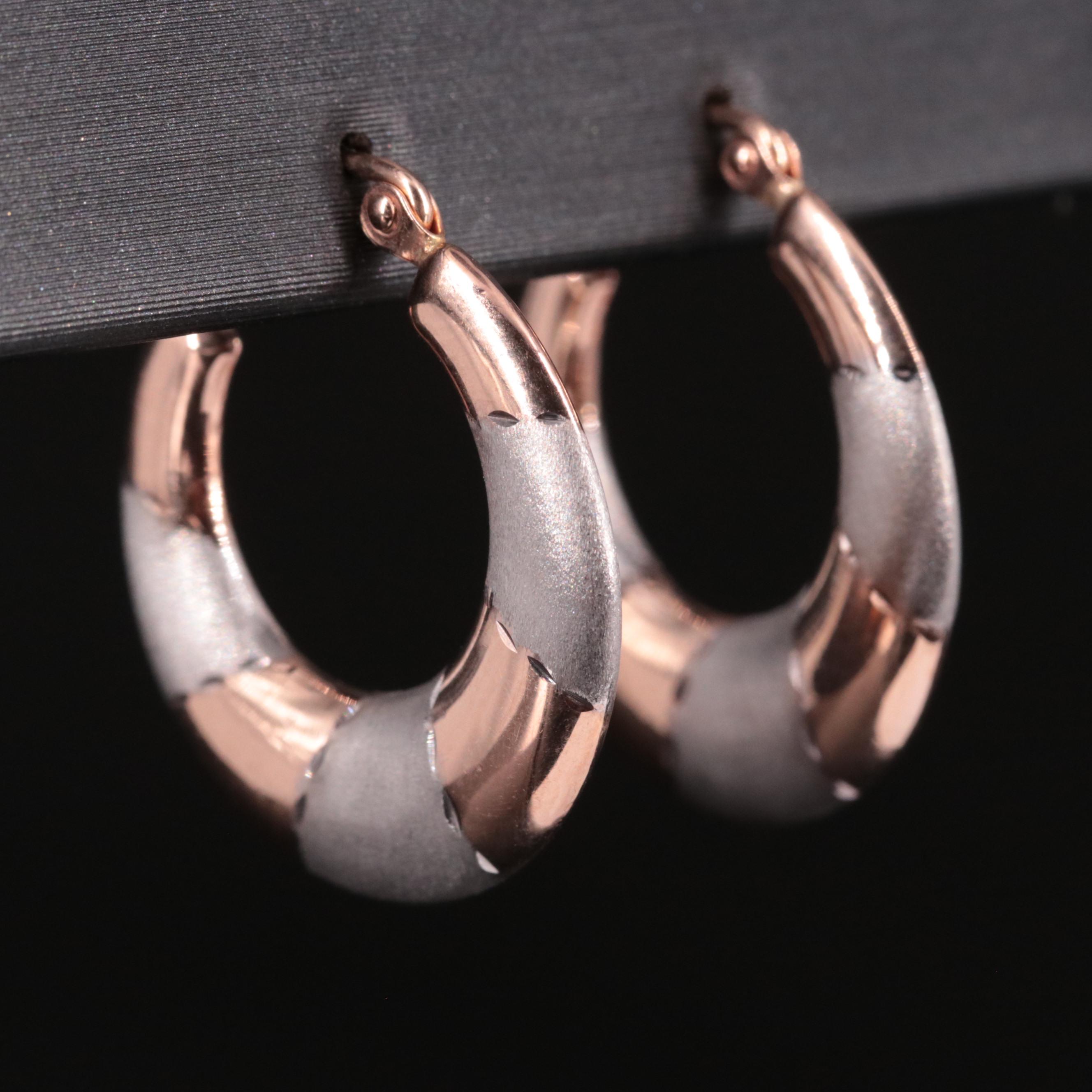 14K Two-Tone Hoop Earrings