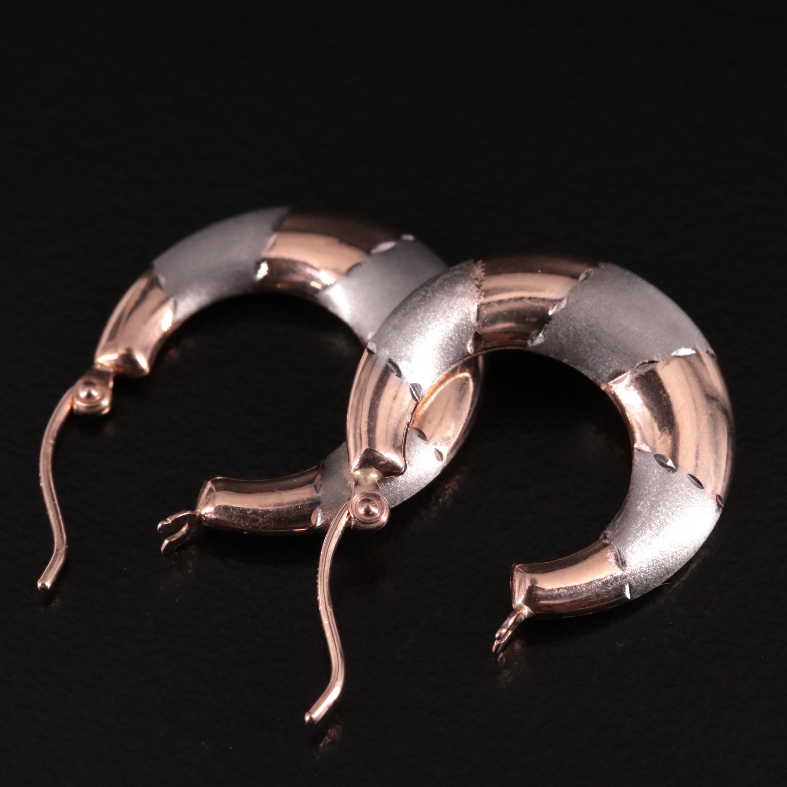 14K Two-Tone Hoop Earrings