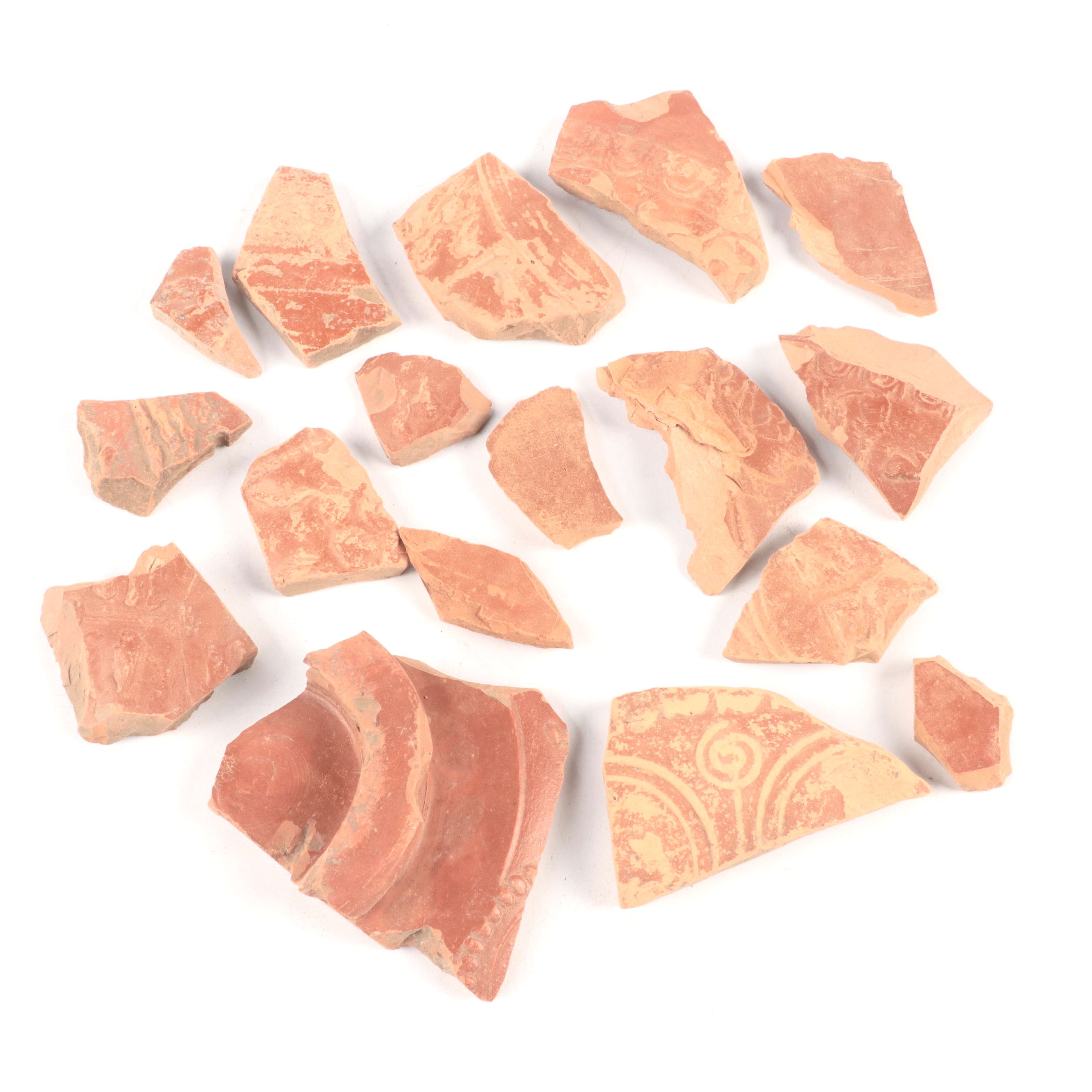 Ancient Roman Terracotta Sigillata Fragments, Circa 2nd–3rd Century