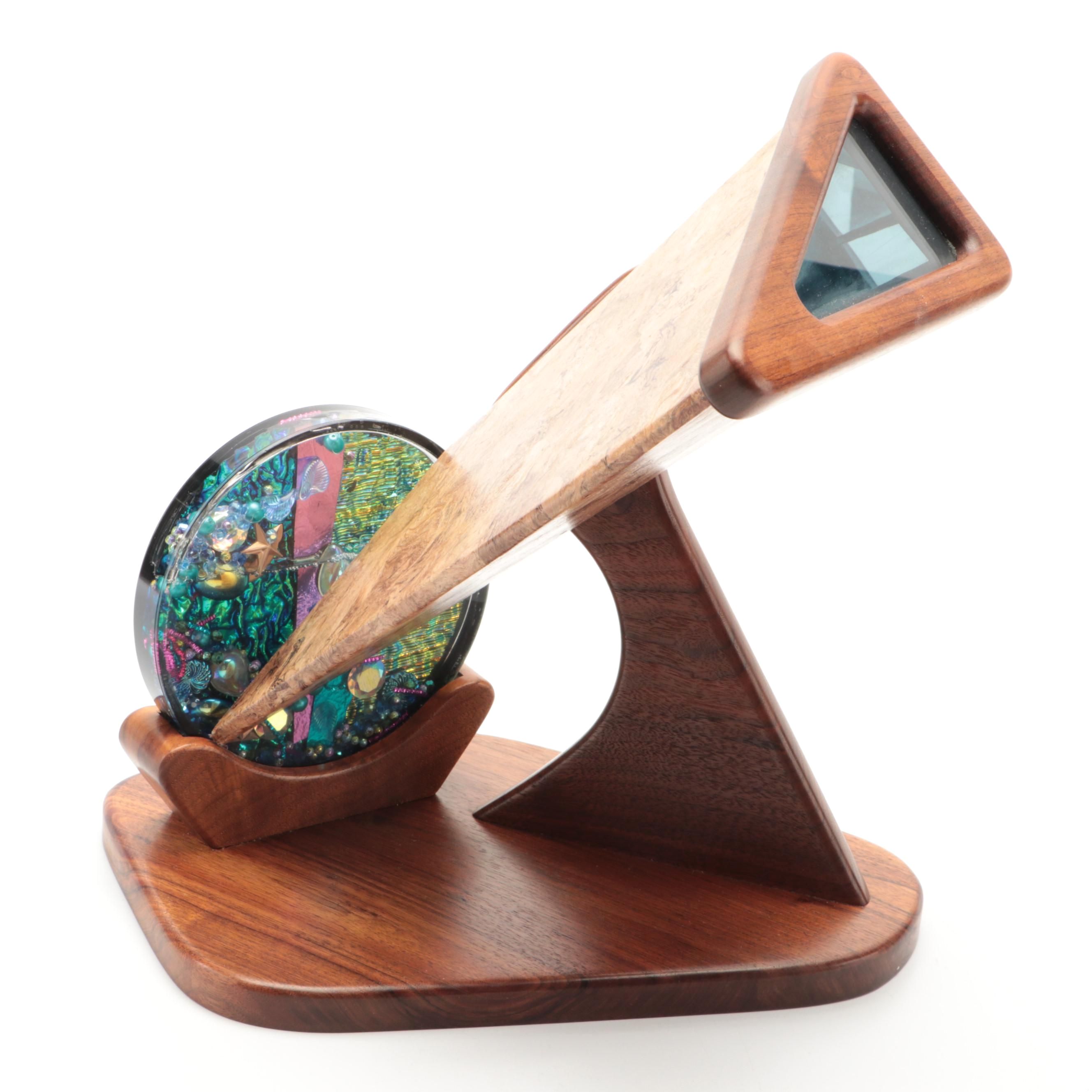 Handmade Burl Wood Kaleidoscope on Stand