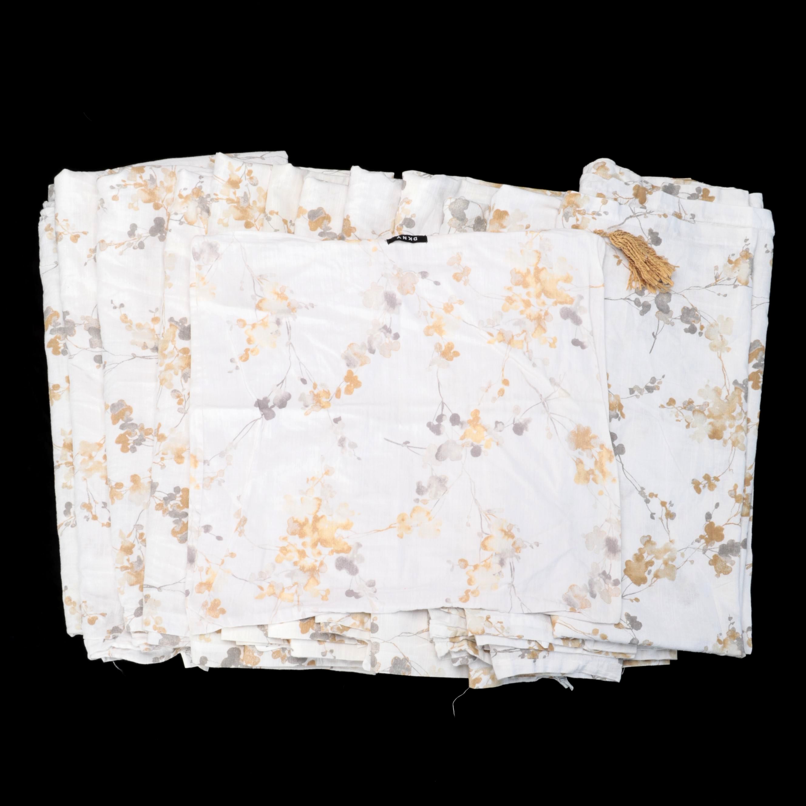 DKNY Floral Curtain Panels with Complementary Accent Pillow Case