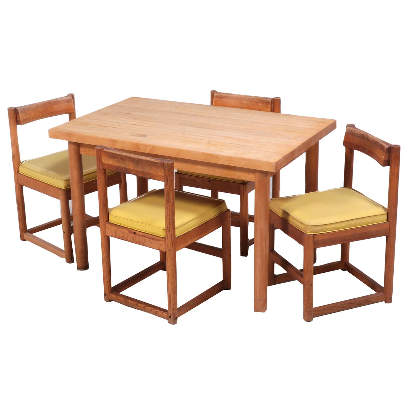Luis Barragán Style Butcher Block Table with Four Dining Chairs EBTH