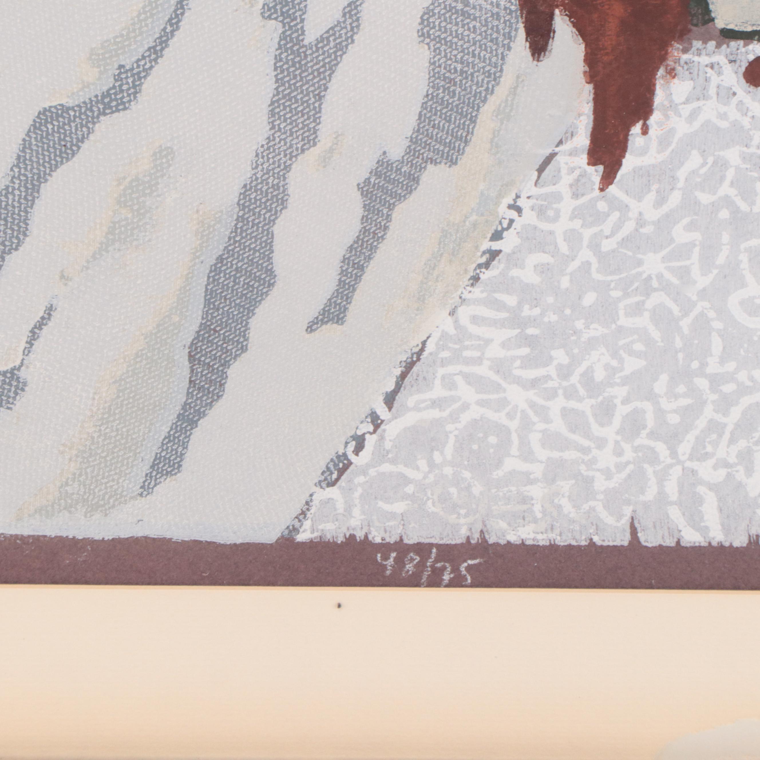 Miron Sima Figurative Woodcut "The Bride," 1970