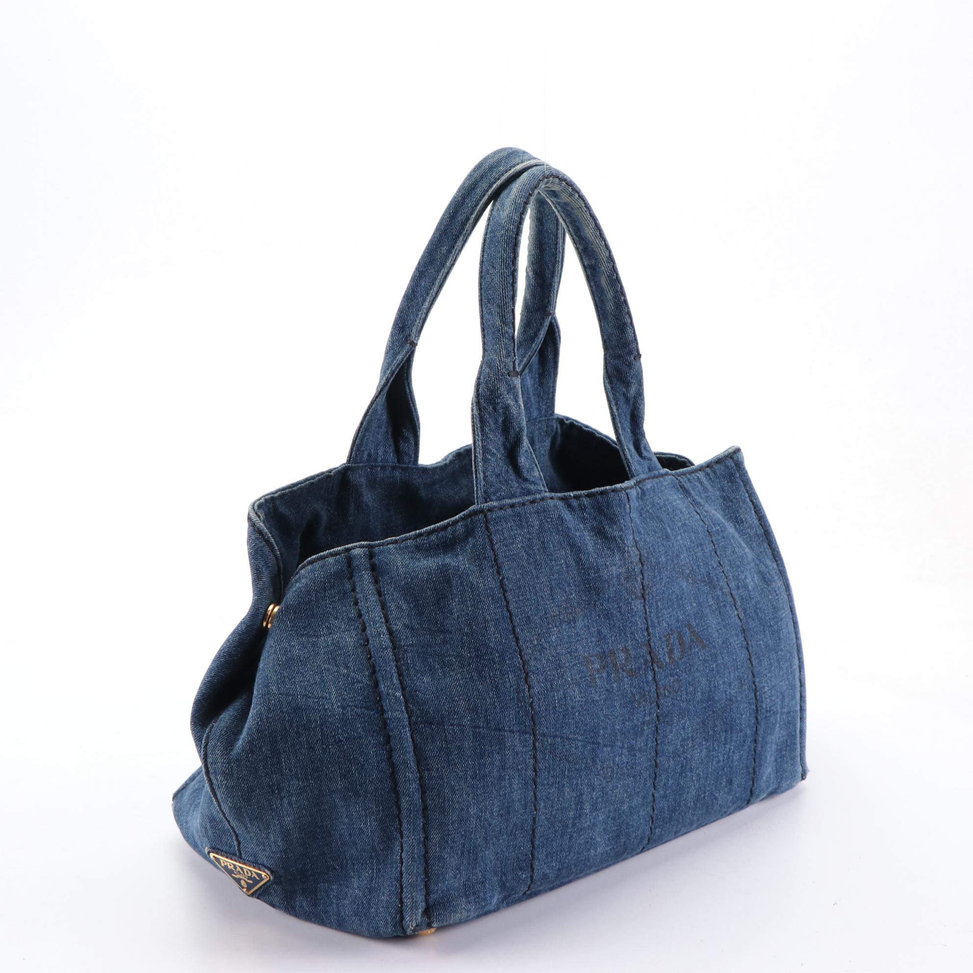 Prada Canapa Logo Tote in Denim