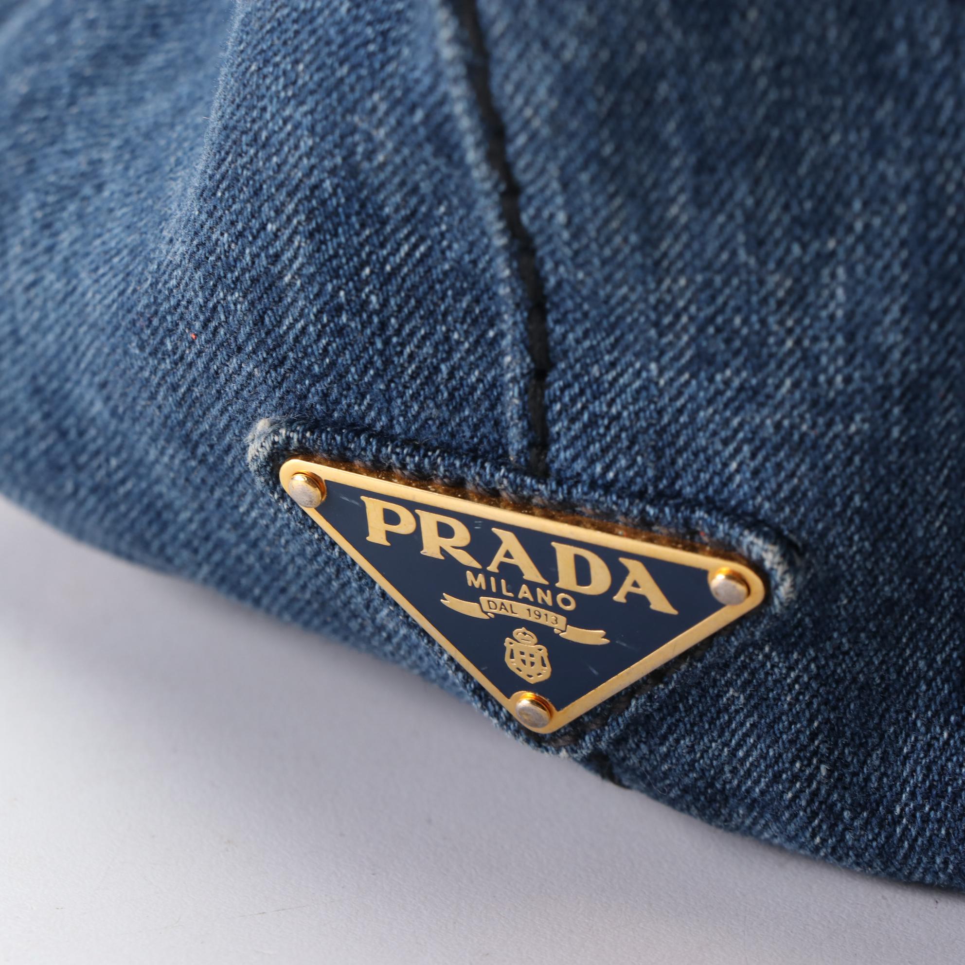 Prada Canapa Logo Tote in Denim