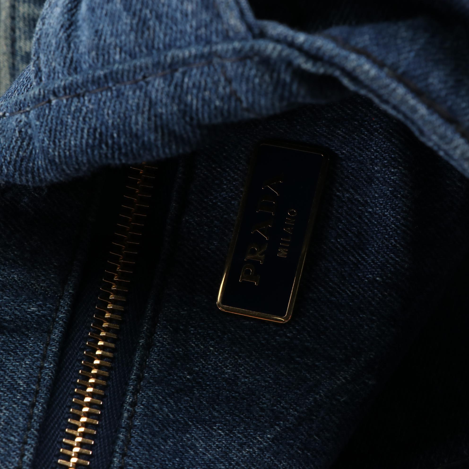 Prada Canapa Logo Tote in Denim