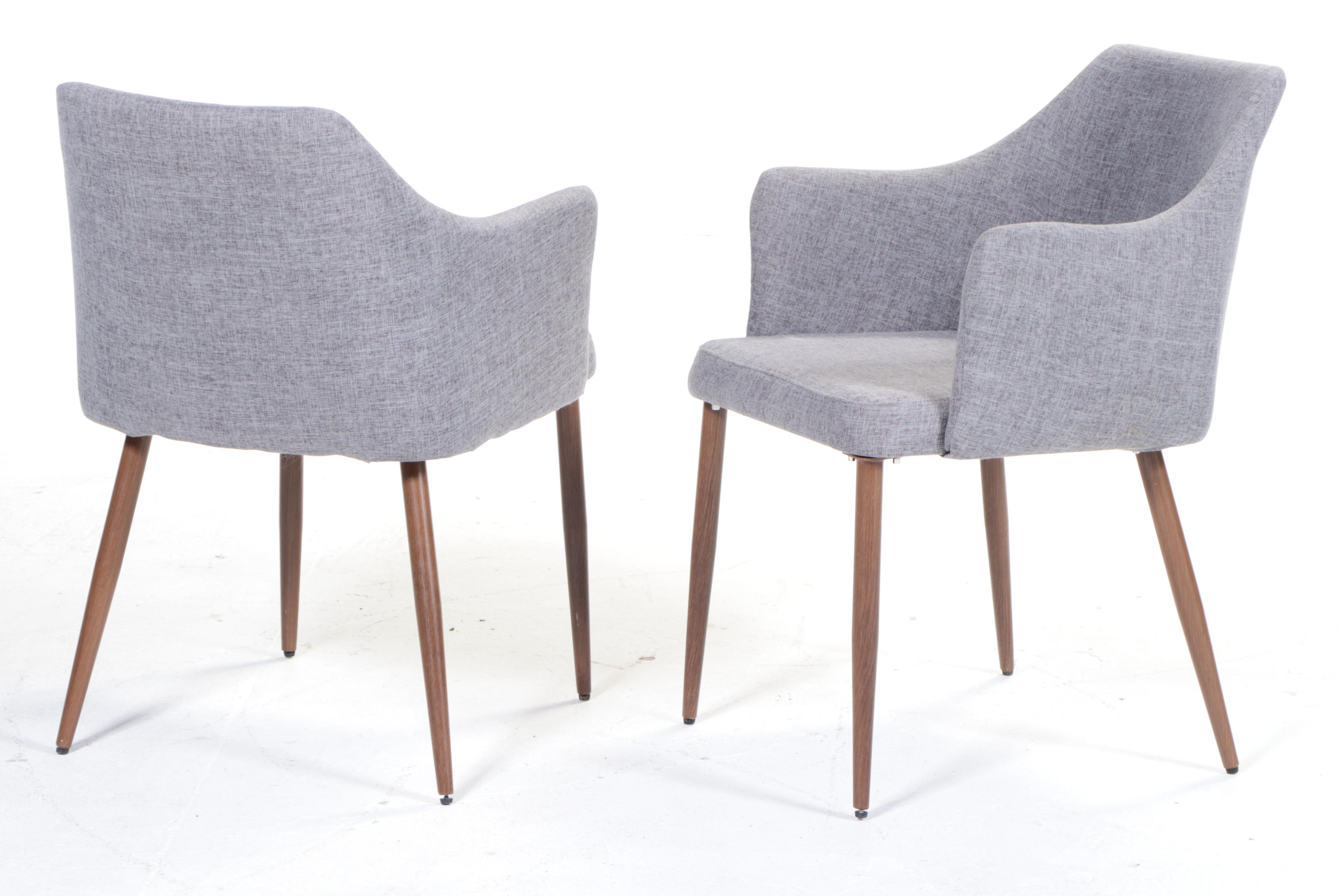 Modernist Style Metal and Glass Top Table with Noble House Dining Chairs