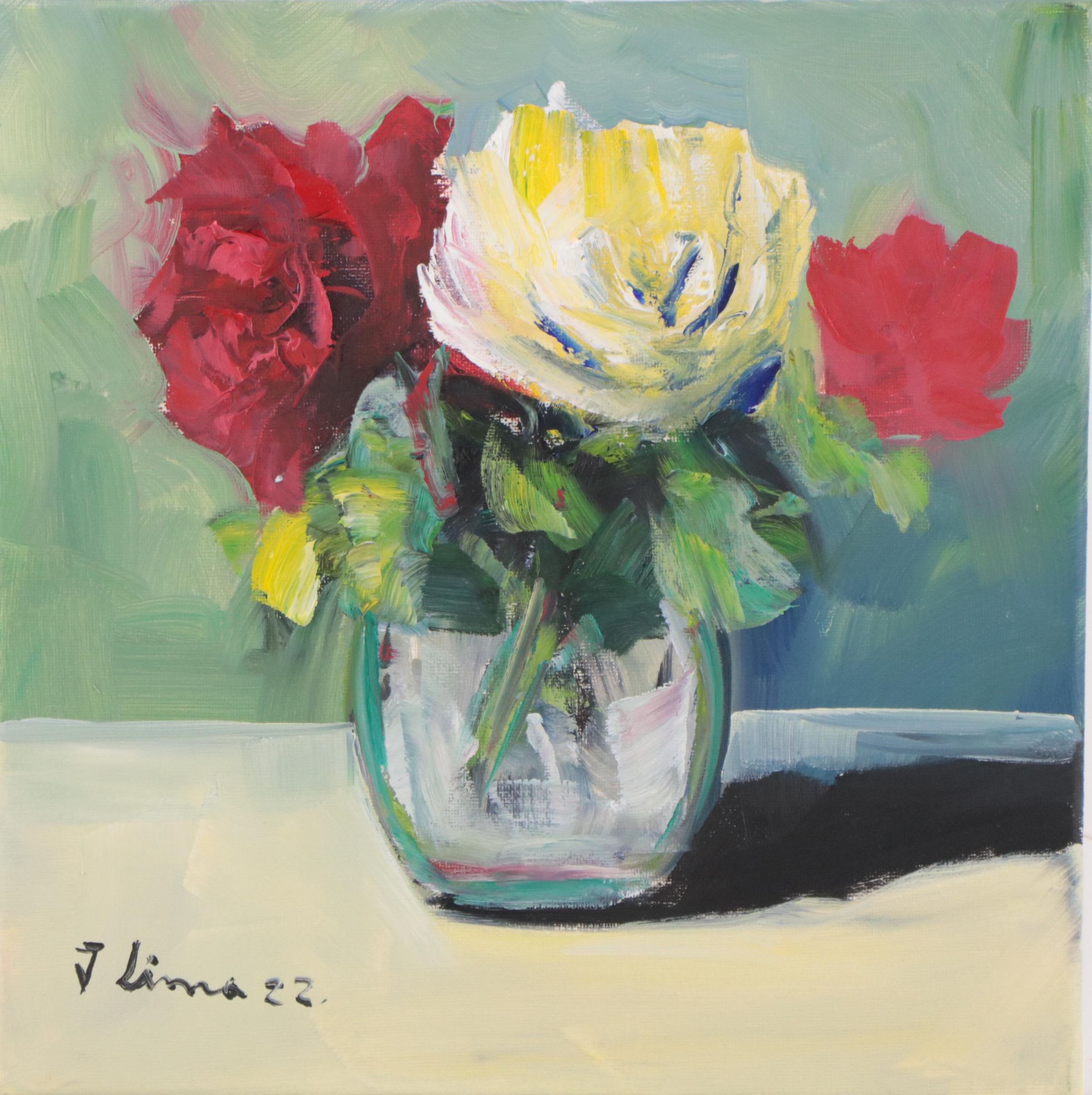 José M. Lima Oil Painting of Floral Still Life, 2022