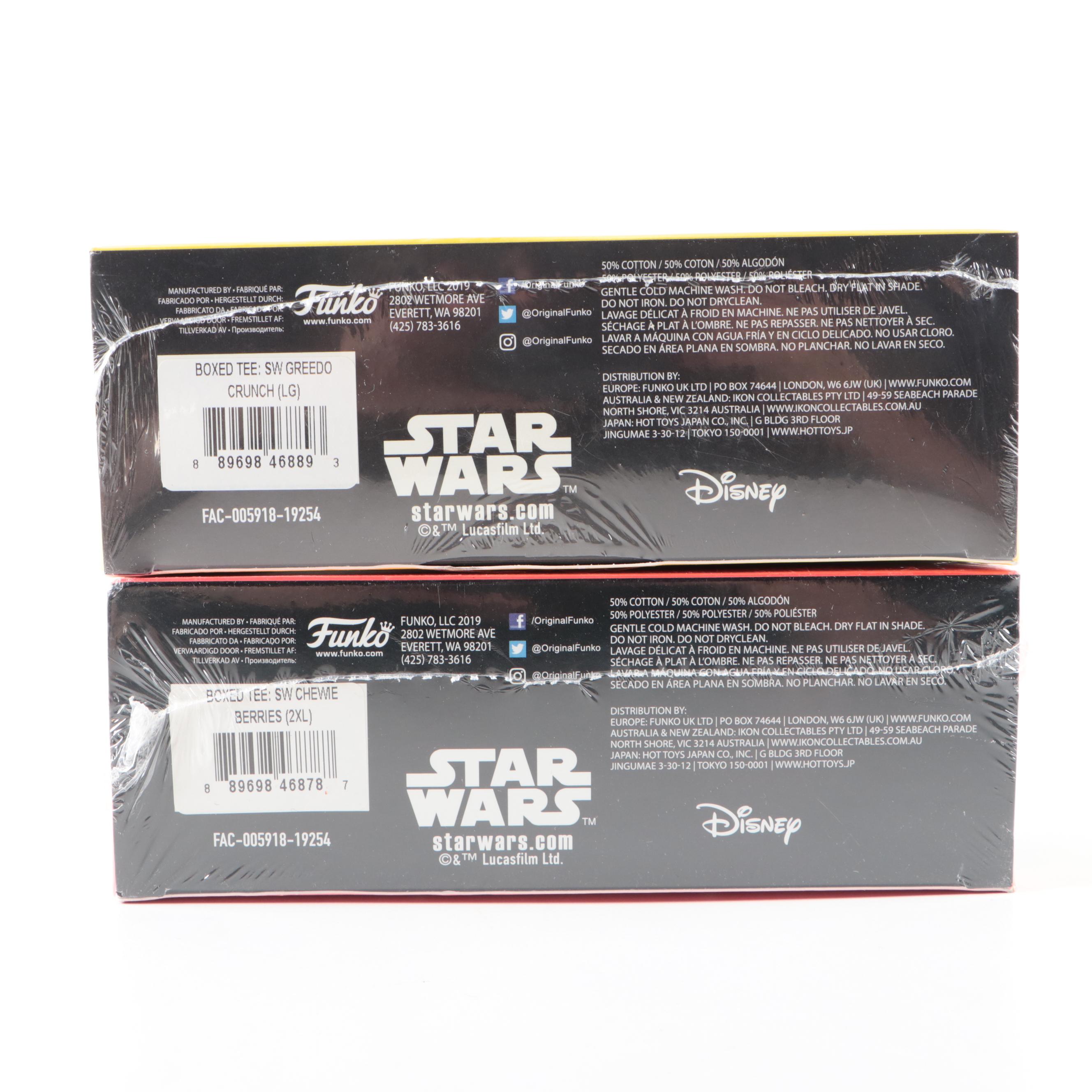 Sealed Star Wars Greedo's and Chewbacca Berries Funko T-Shirts