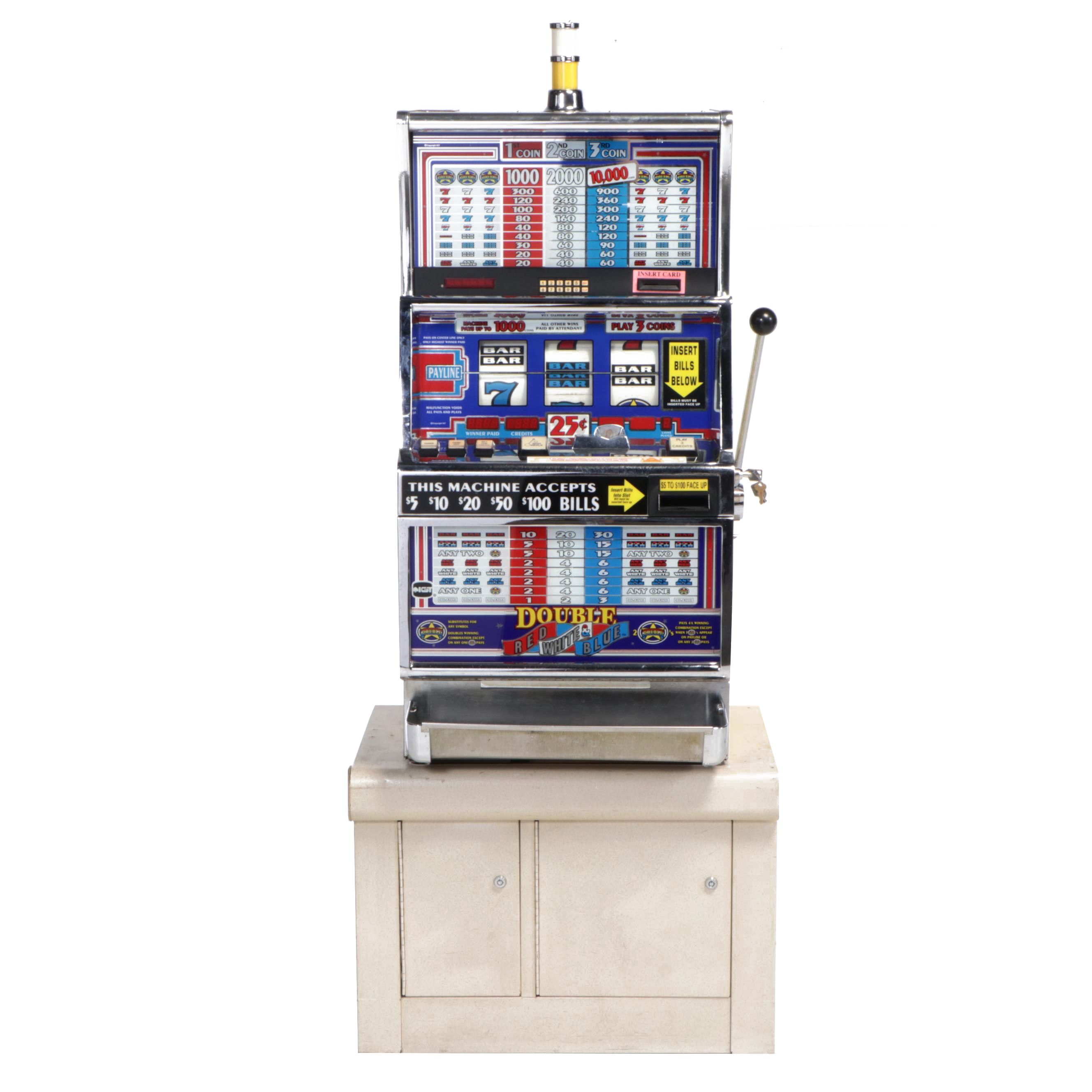 IGT Double Red, White & Blue Slot Machine With Base