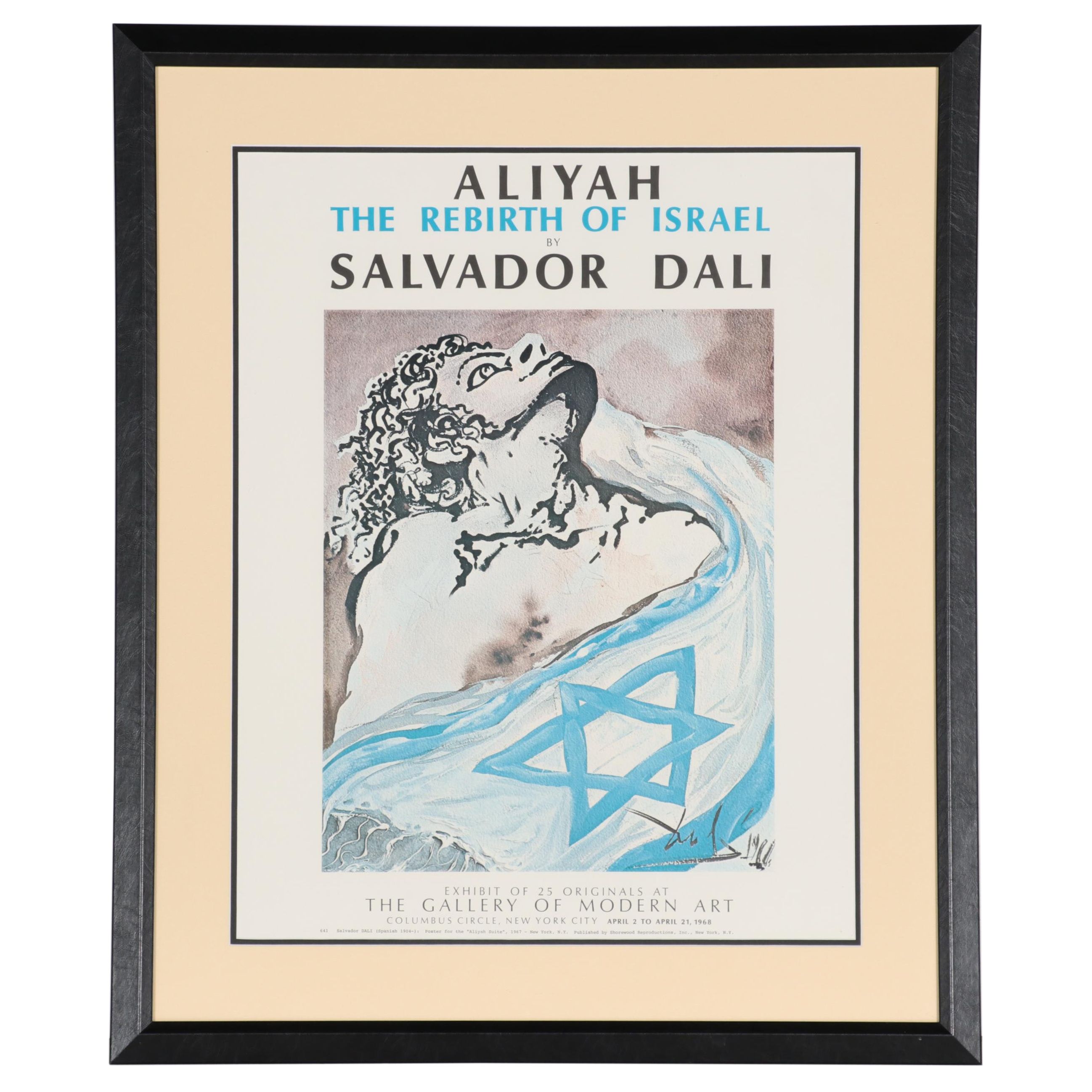 Salvador Dalí Exhibition Poster "Aliyah: The Rebirth of Israel," 1968