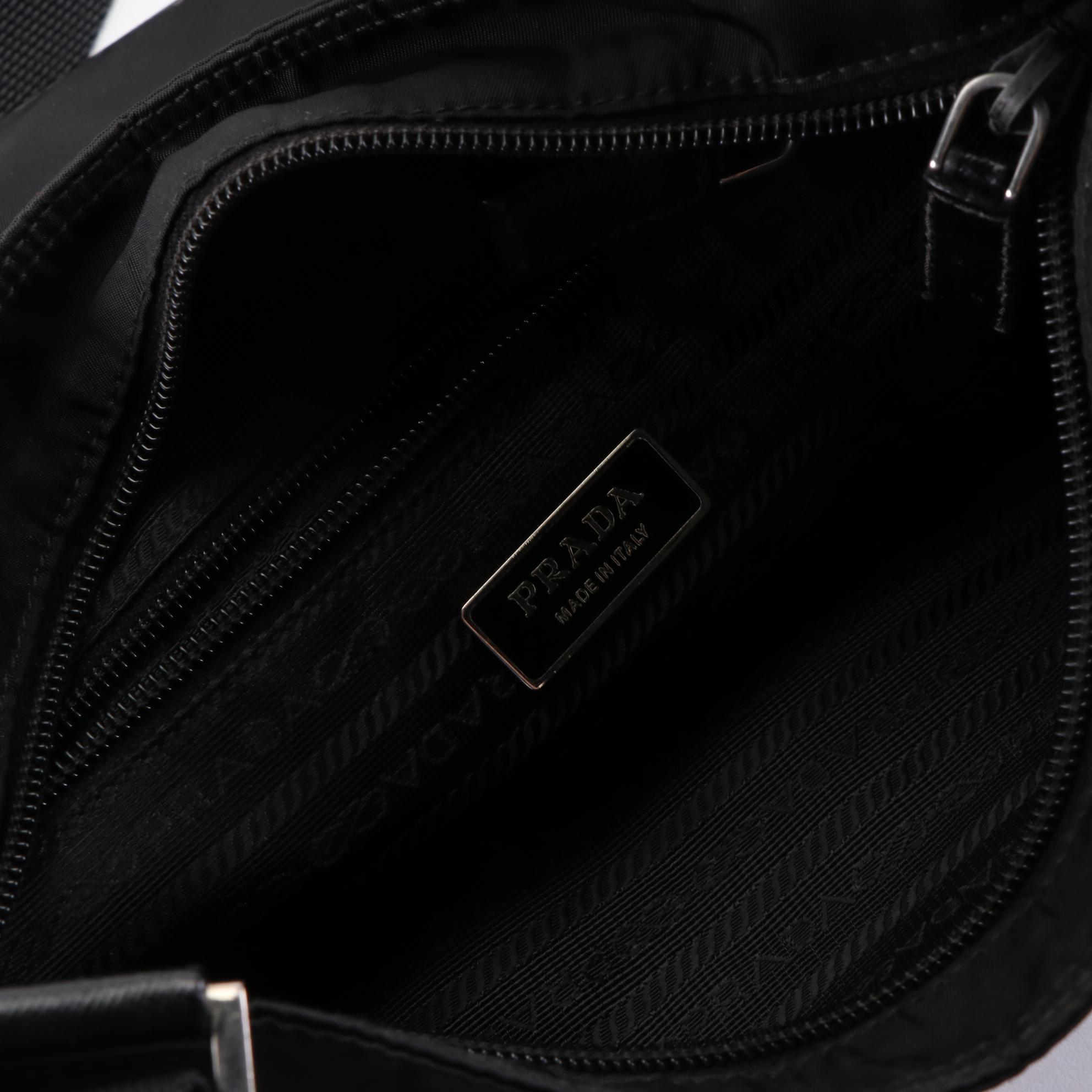 Prada Tessuto Flat Crossbody Bag in Black Nylon