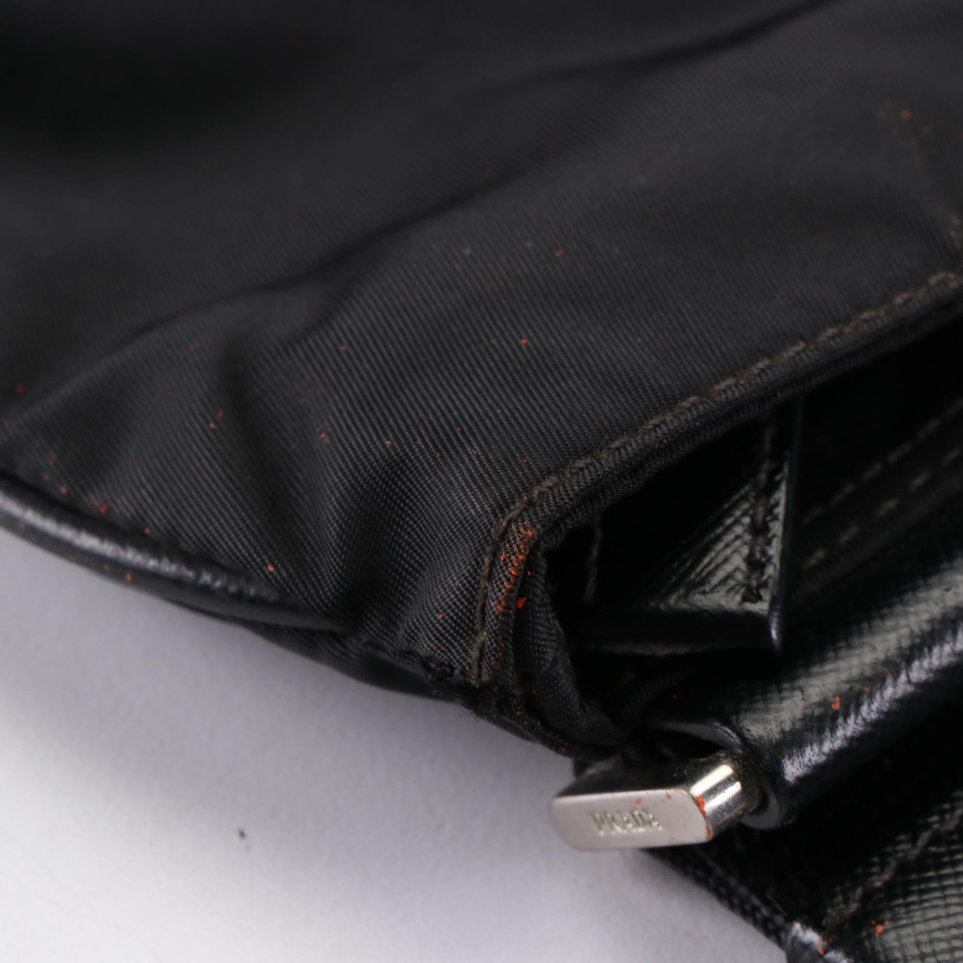 Prada Tessuto Flat Crossbody Bag in Black Nylon