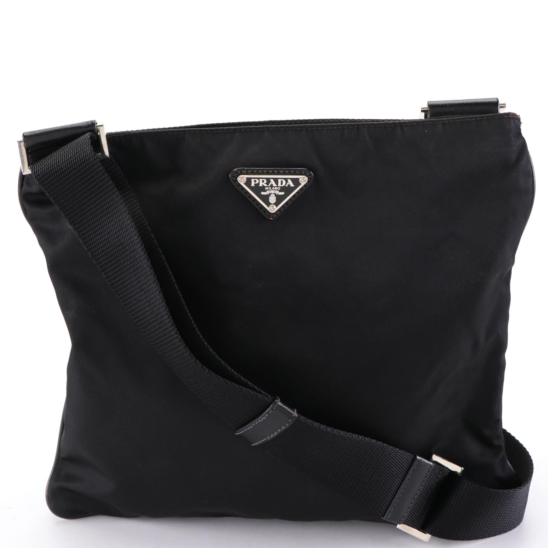 Prada Tessuto Flat Crossbody Bag in Black Nylon EBTH