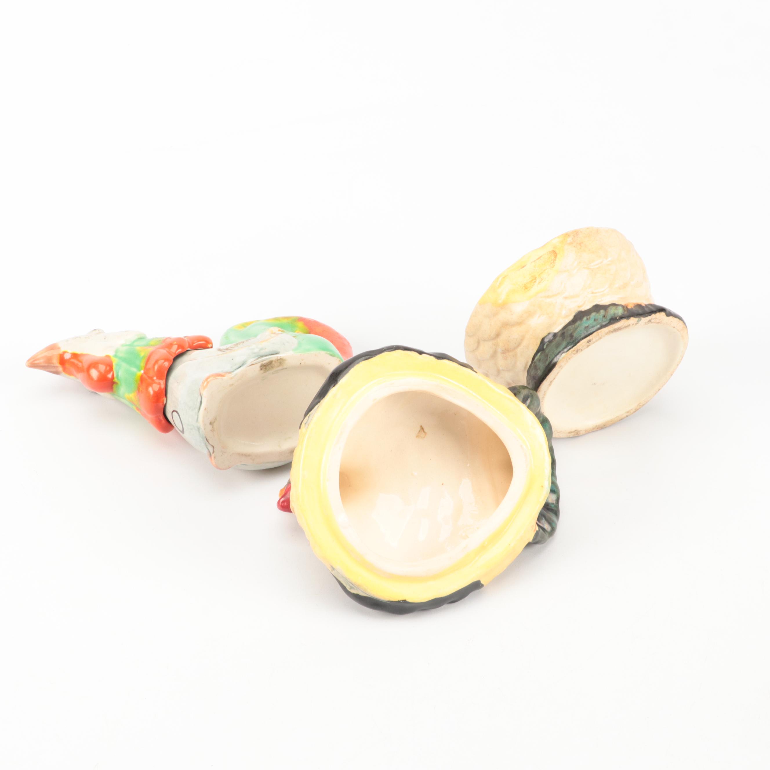 Hen and Rooster Sugar Bowls and Creamers, Mid-20th Century