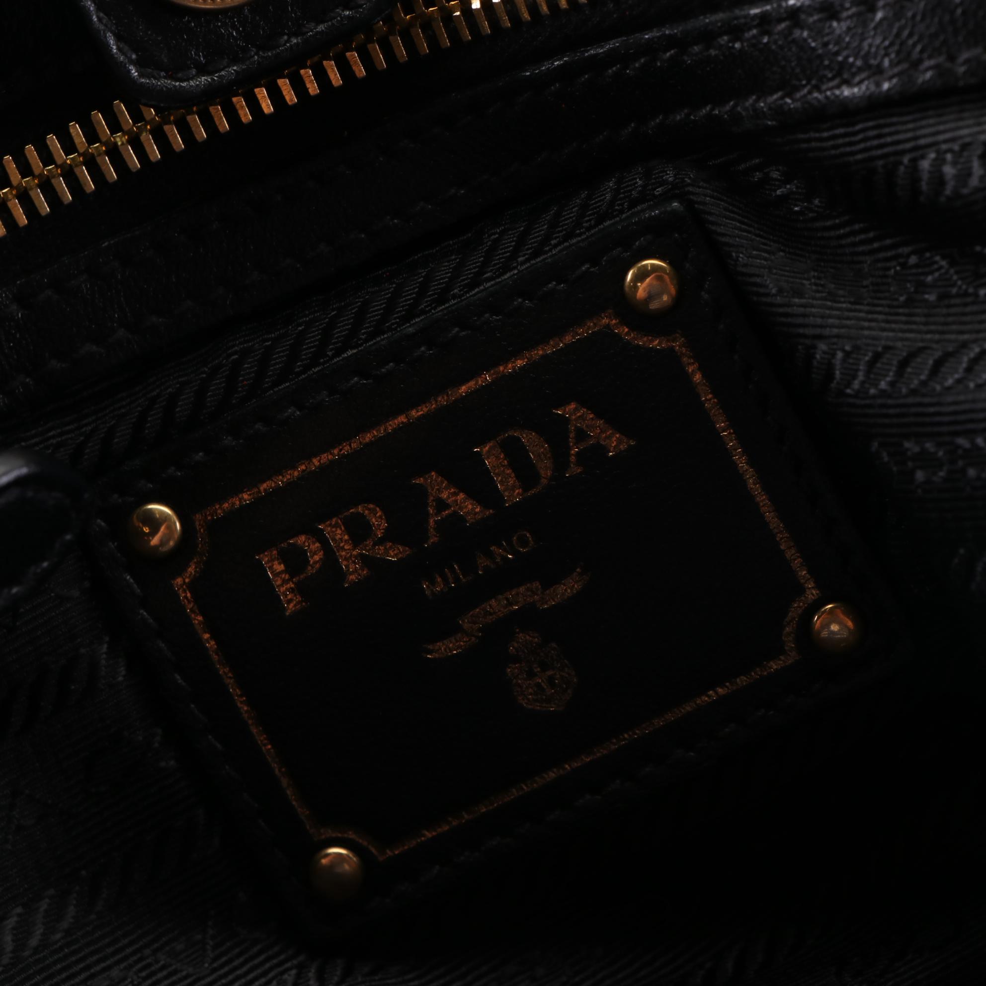Prada Tessuto Logo Tote in Black Nylon and Leather Trim