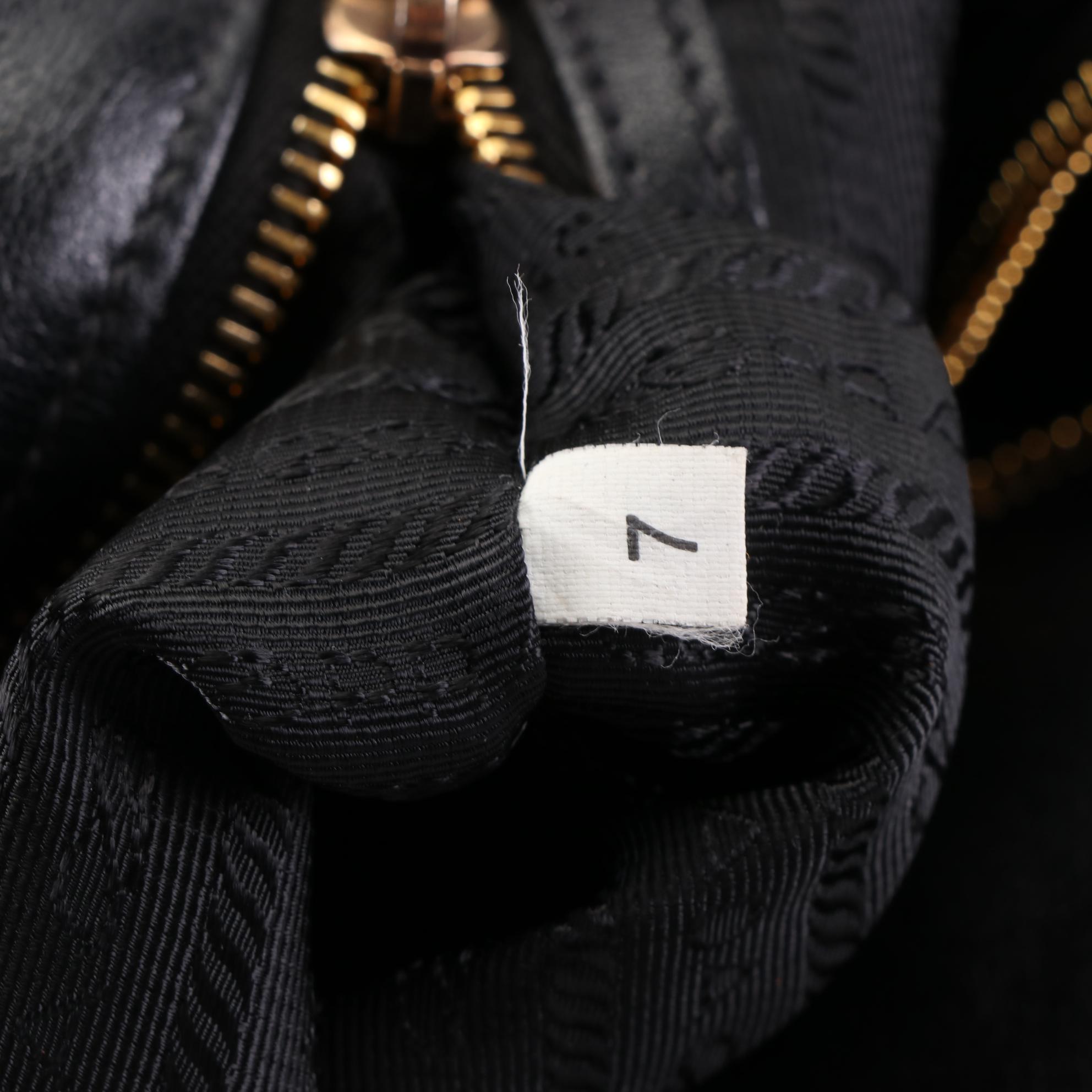 Prada Tessuto Logo Tote in Black Nylon and Leather Trim
