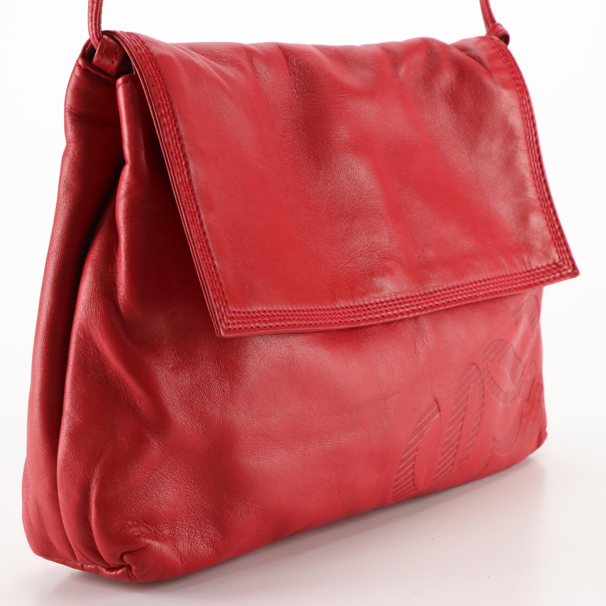 Loewe Anagram Shoulder Bag in Red Lambskin Leather