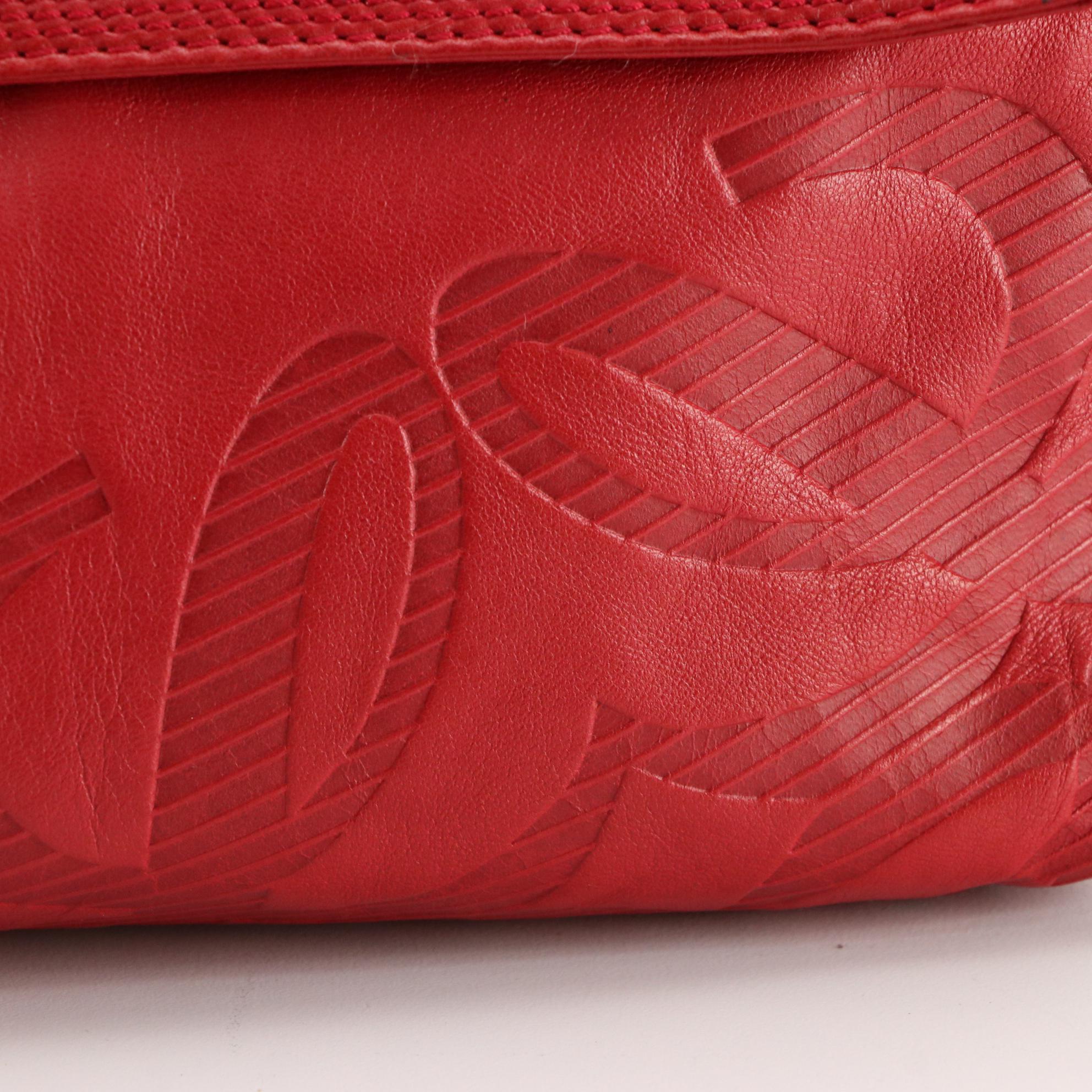 Loewe Anagram Shoulder Bag in Red Lambskin Leather
