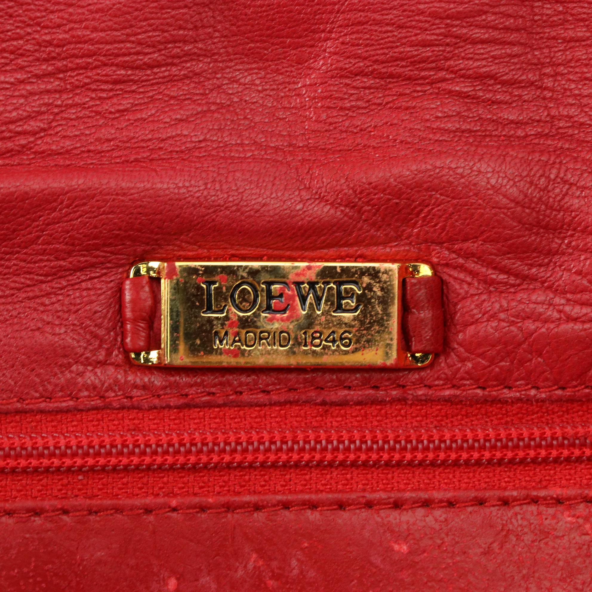 Loewe Anagram Shoulder Bag in Red Lambskin Leather