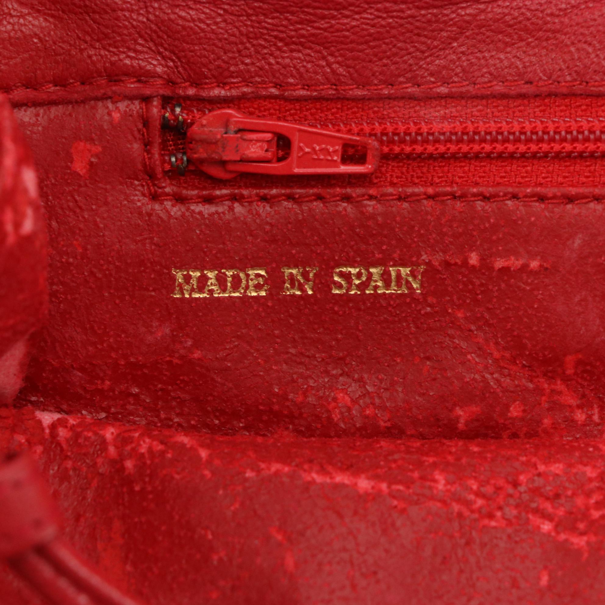 Loewe Anagram Shoulder Bag in Red Lambskin Leather