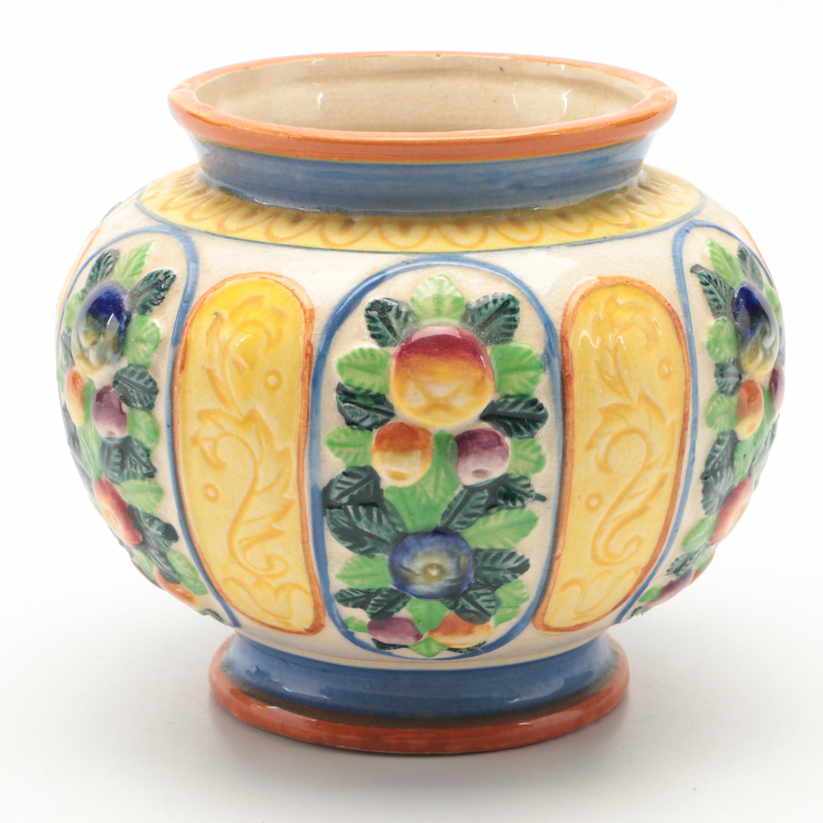 Japanese Majolica Style Vases, Mid-20th Century