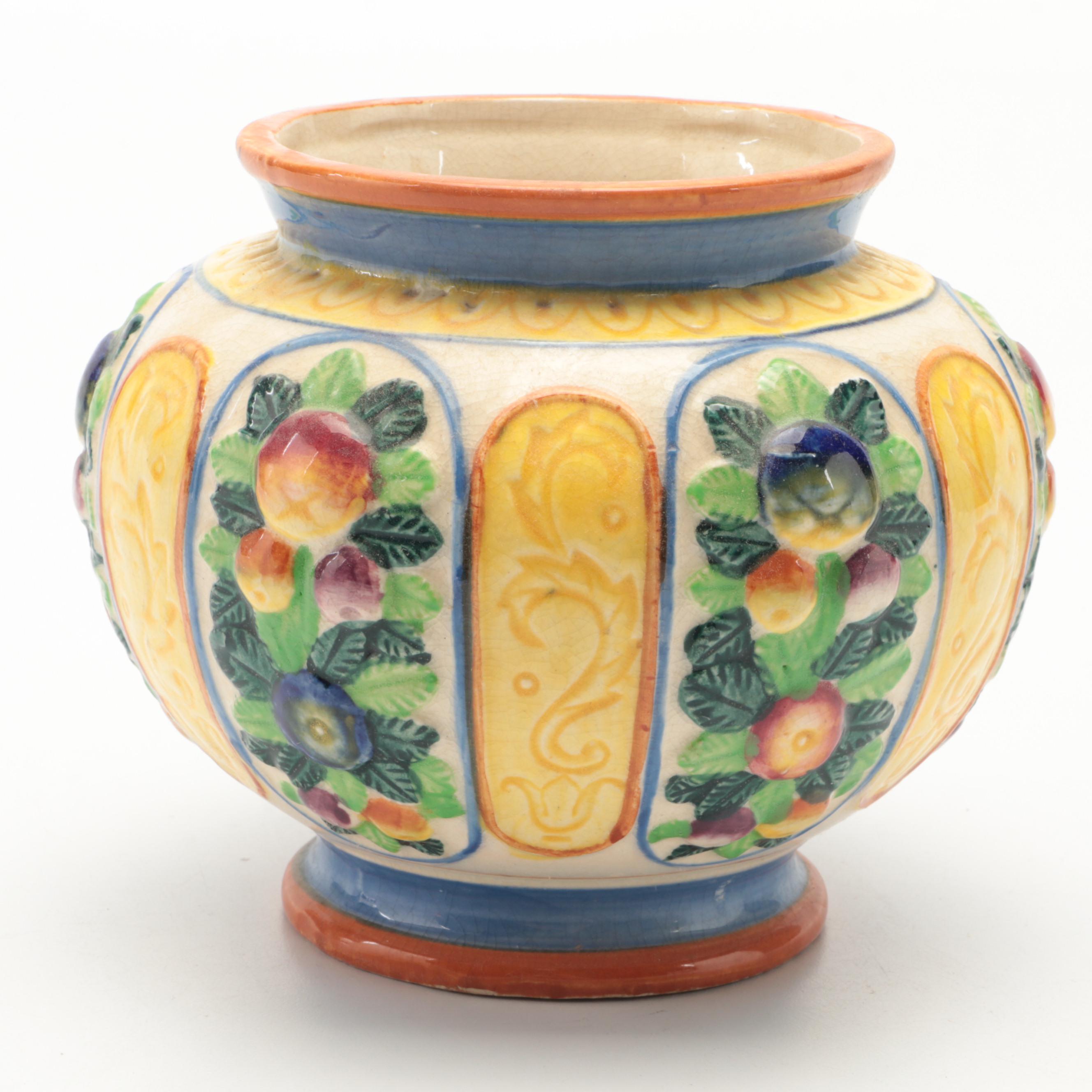 Japanese Majolica Style Vases, Mid-20th Century