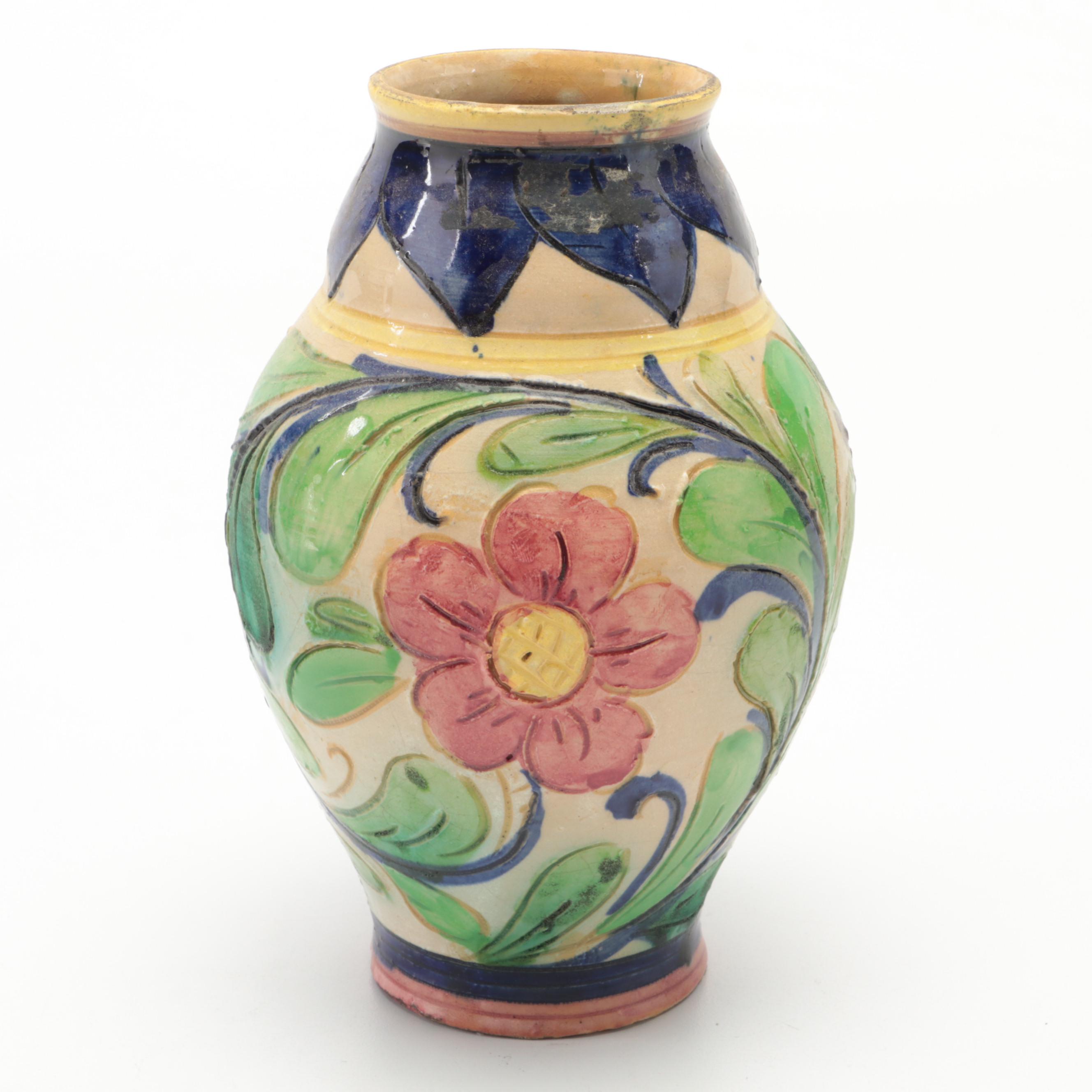 Japanese Majolica Style Vases, Mid-20th Century
