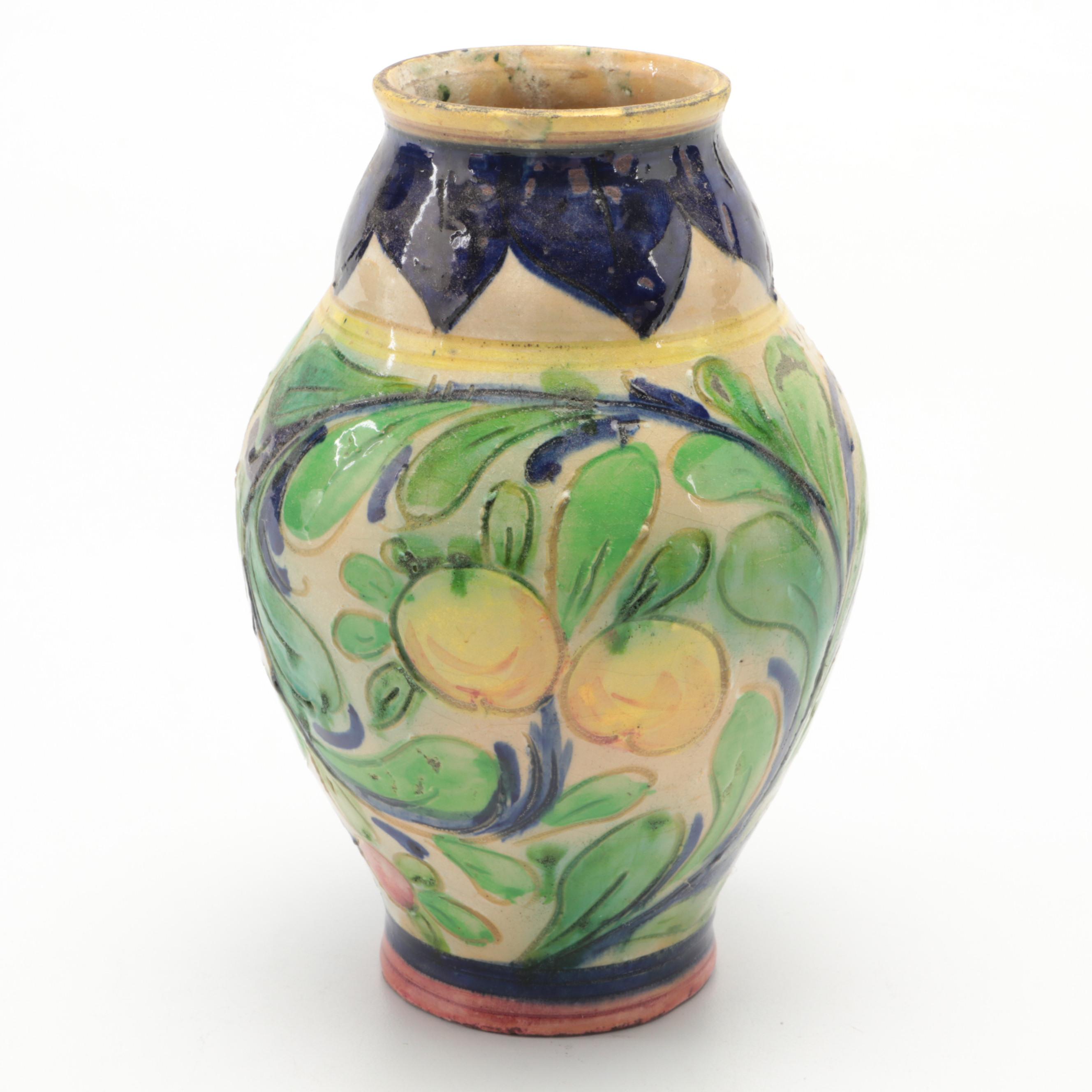 Japanese Majolica Style Vases, Mid-20th Century