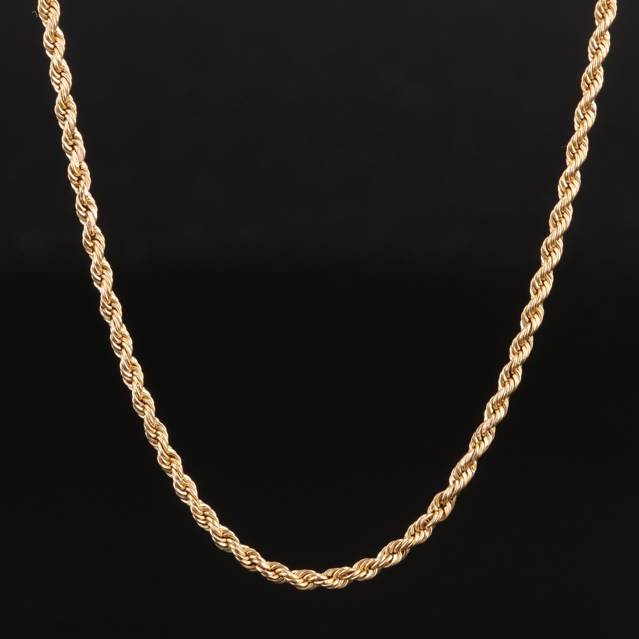 10K Braided Rope Chain Necklace