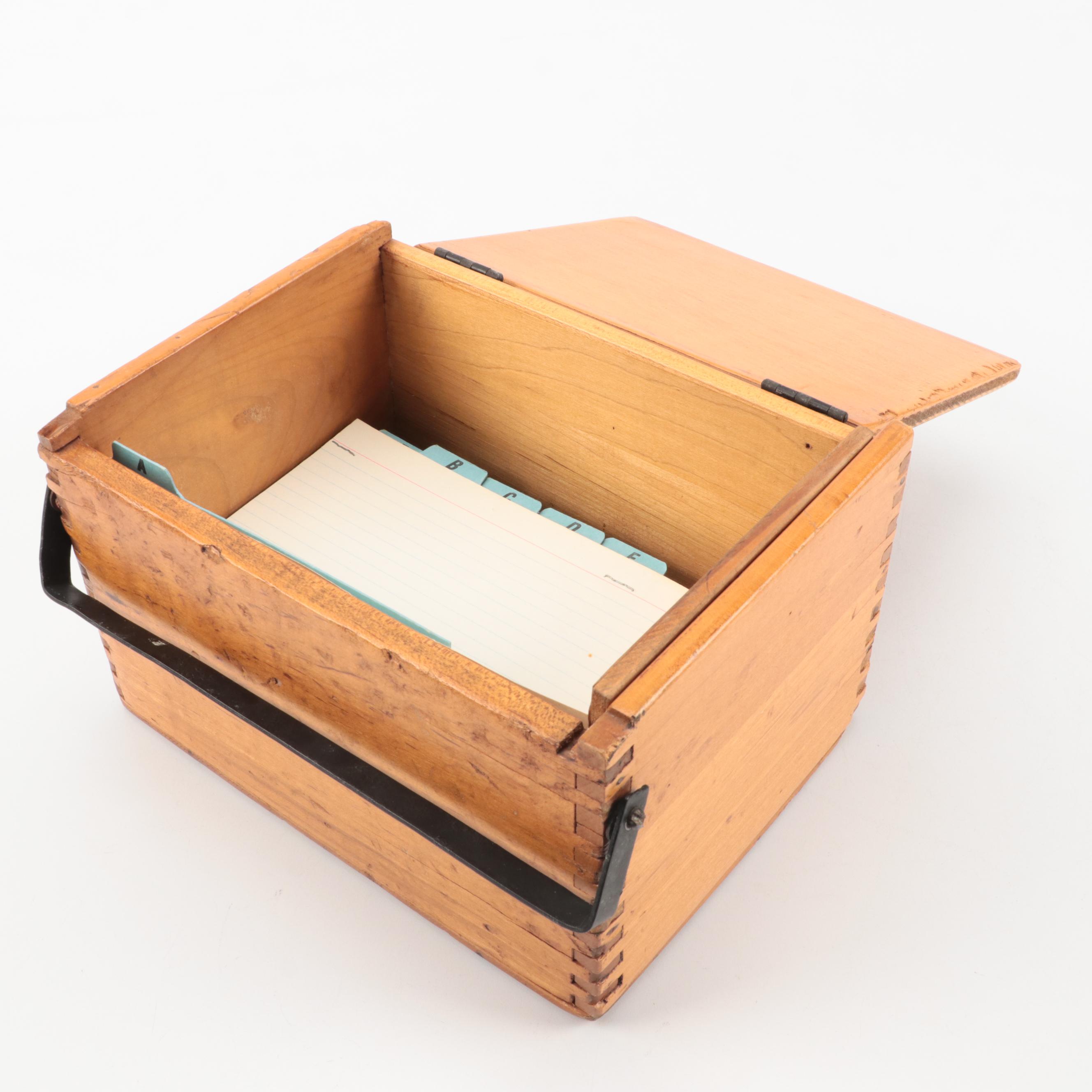 Hand-Crafted Wooden Document Box, Antique