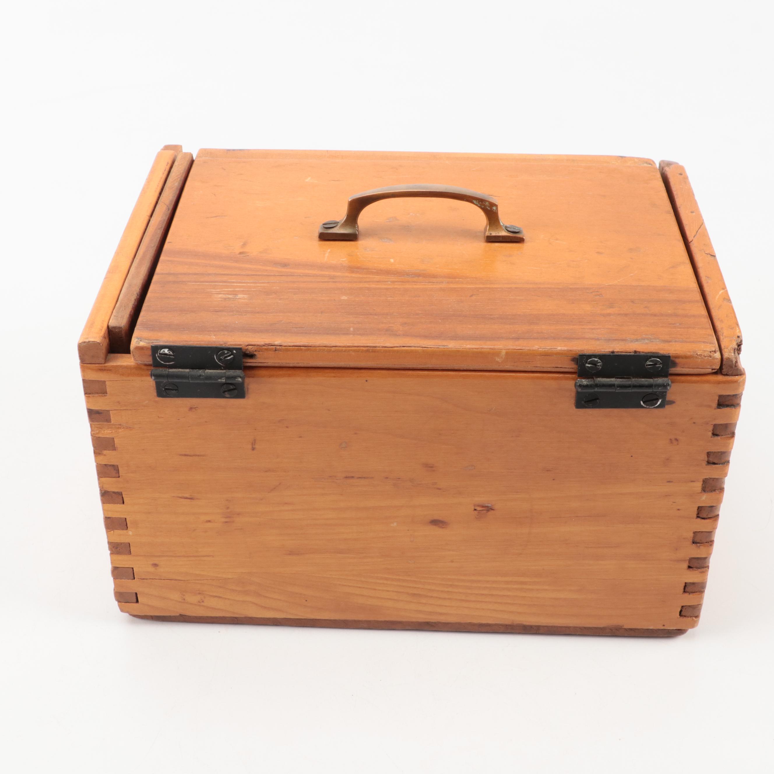 Hand-Crafted Wooden Document Box, Antique