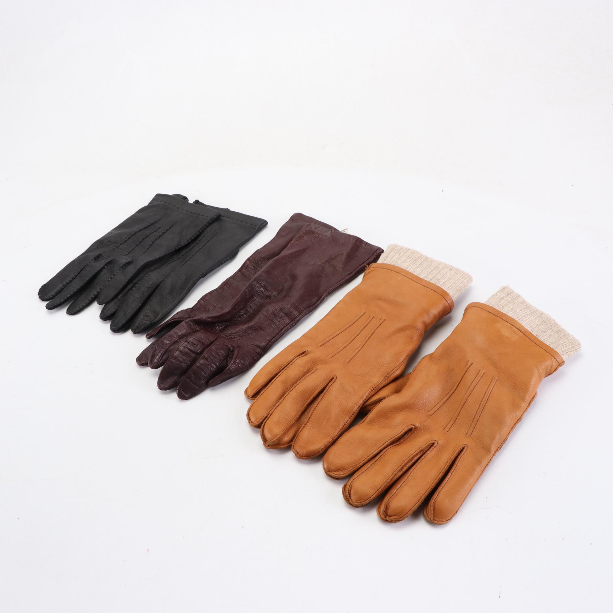 Men's and Women's Leather Gloves Including Halston, Mark Cross, and More