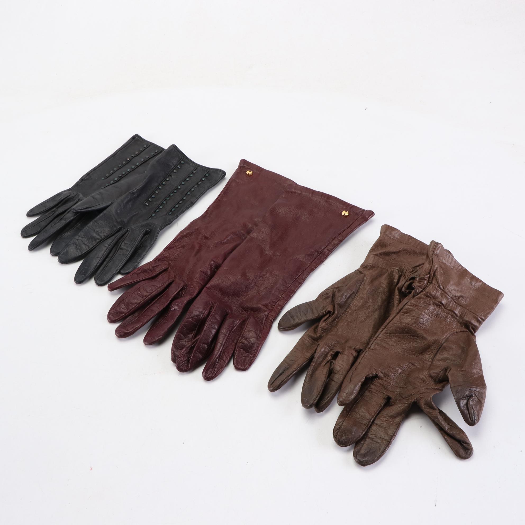 Men's and Women's Leather Gloves Including Halston, Mark Cross, and More